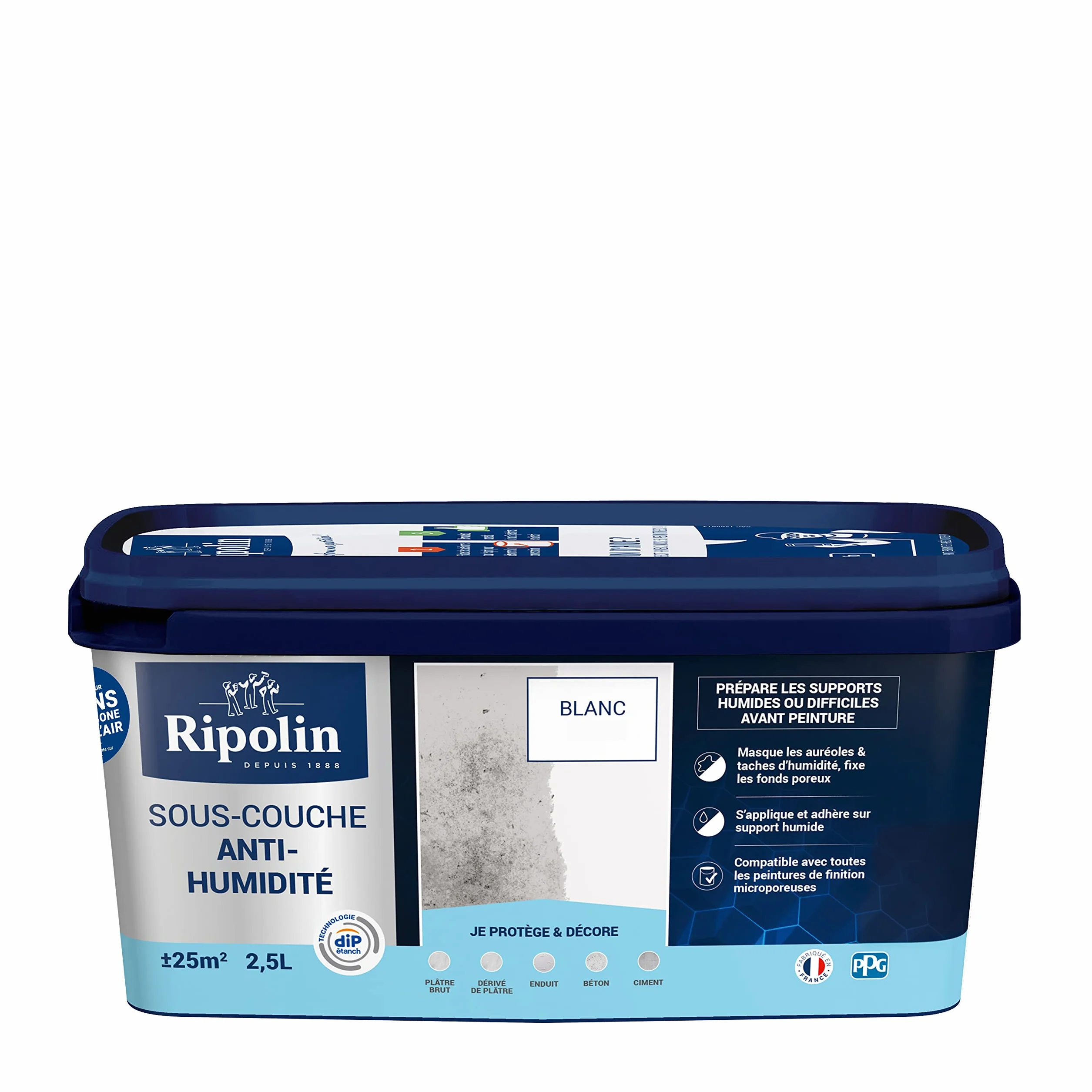 RIPOLIN Sous-Couche Anti-Humidité Intérieur 2,5L Blanc Mat