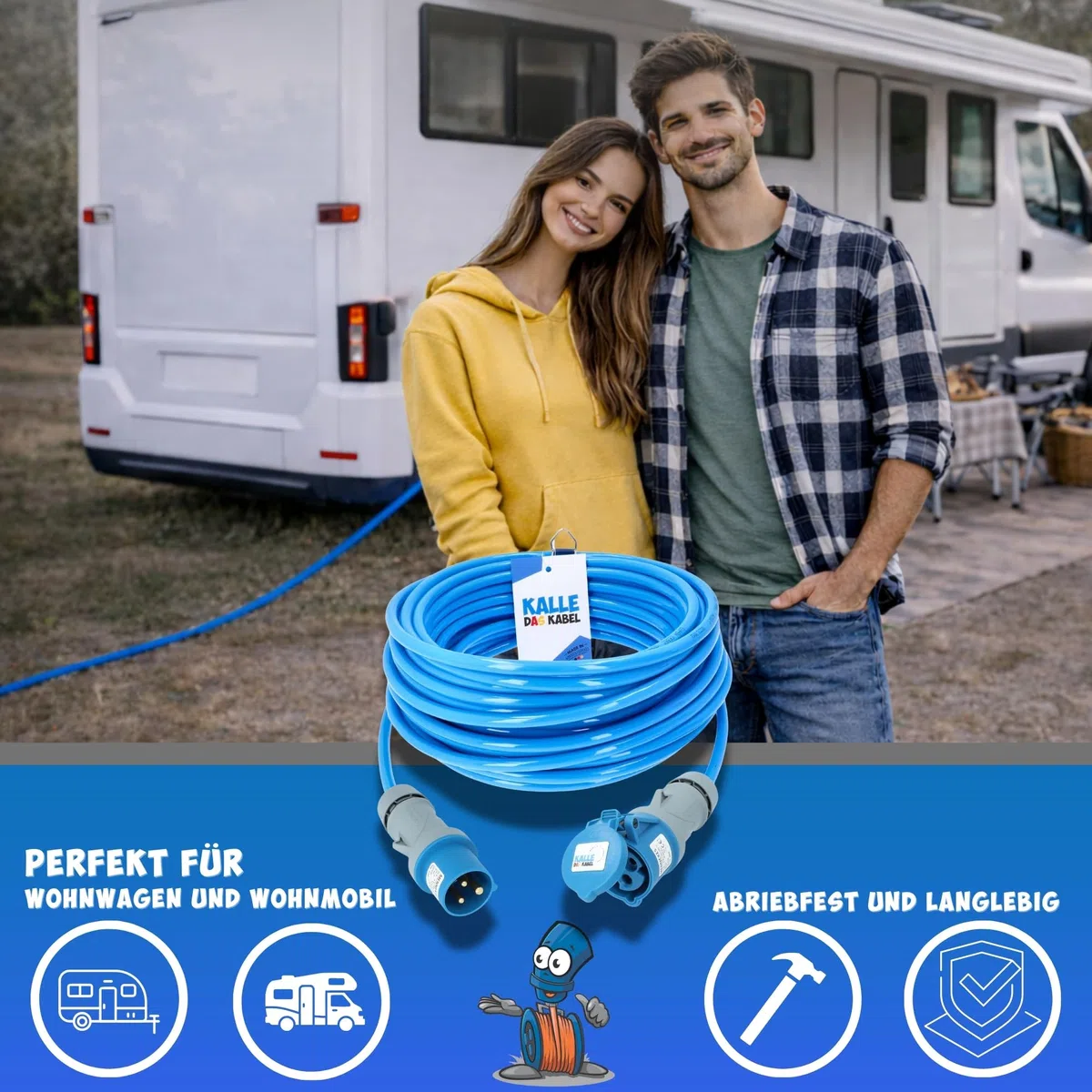 KALLE DAS KABEL Rallonge CEE 230 V H07BQ-F 3G 2,5 mm² 10 mètres