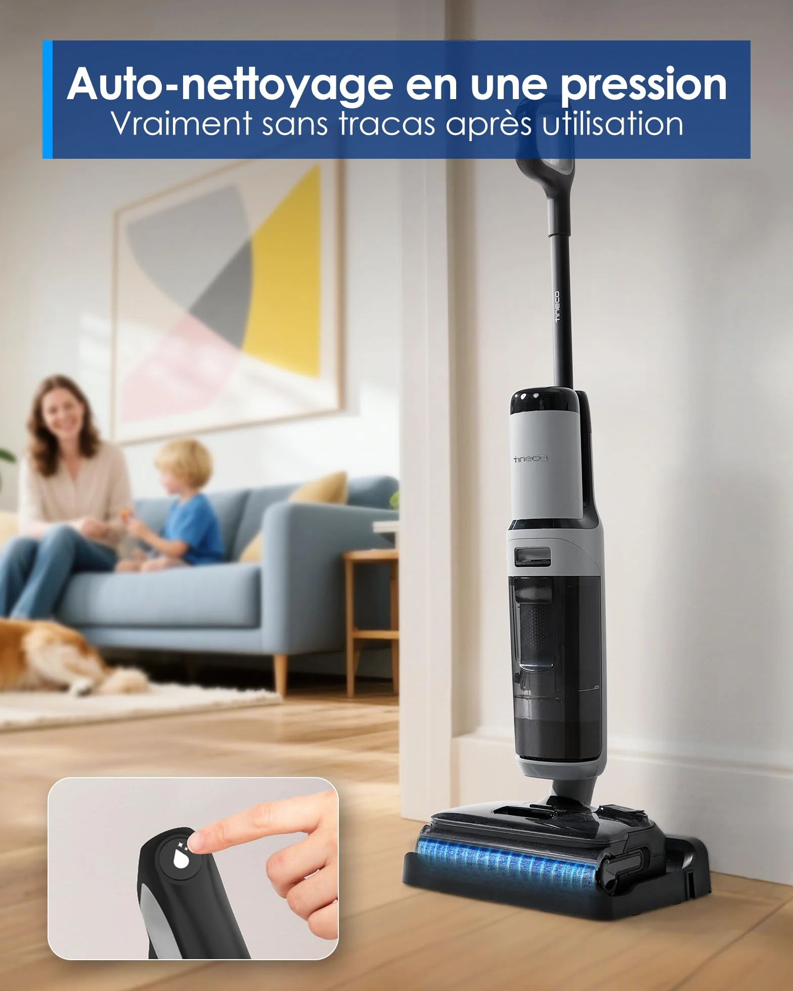 Tineco Floor One i5 Stretch Aspirateur Laveur Sec et Humide 20 kPa 180° 30 Min