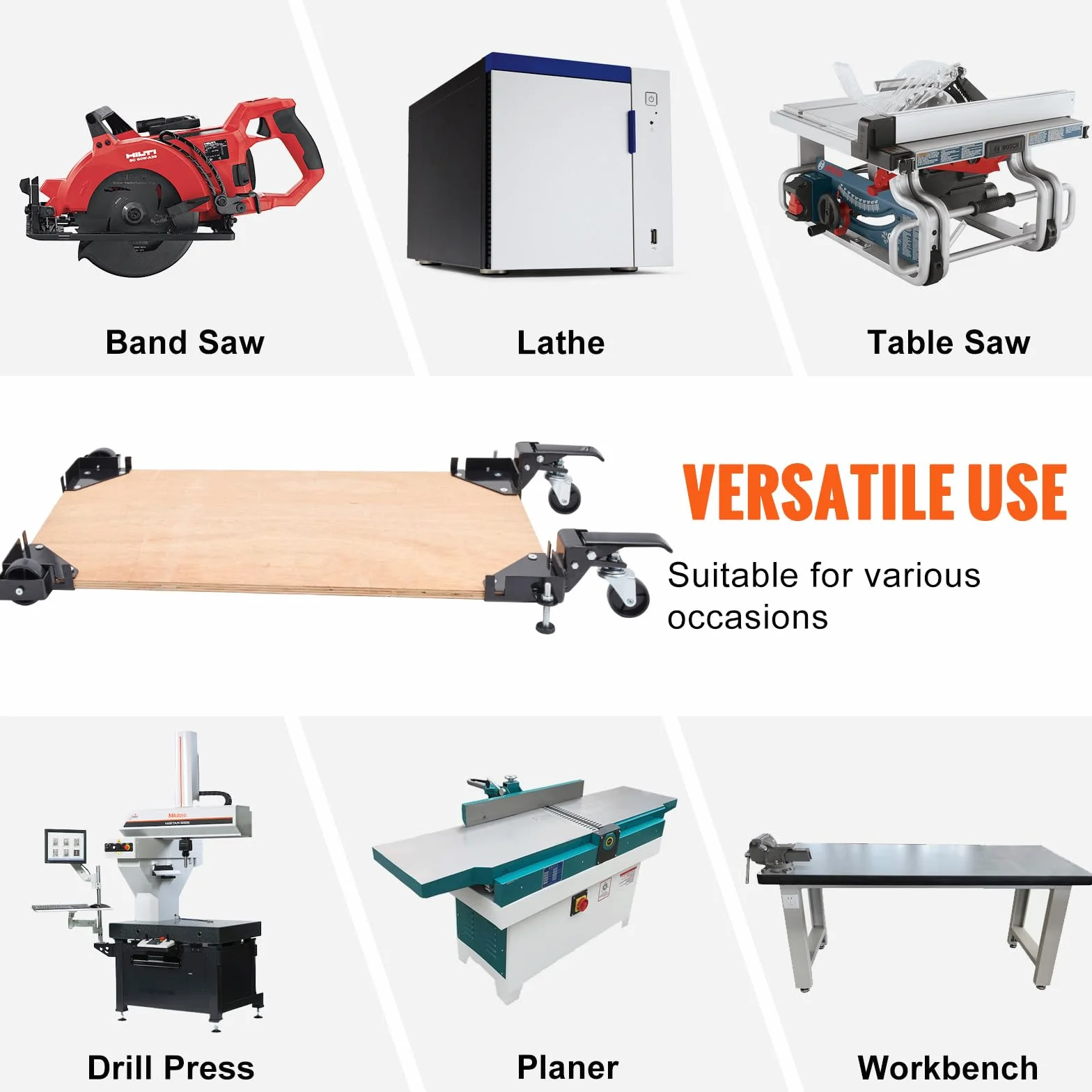 VEVOR Base Mobile Roulette Universelle 181,4 kg Réglable 241,3x241,3 mm Roues Pivotantes