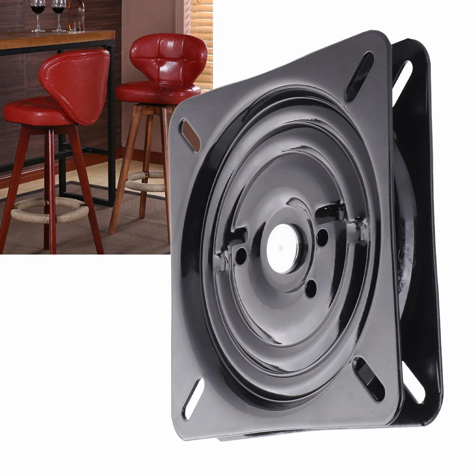 Plaque Pivotante de Tabouret de Bar 7 Pouces, Base Lourde avec Rebond Automatique 180 Degrés