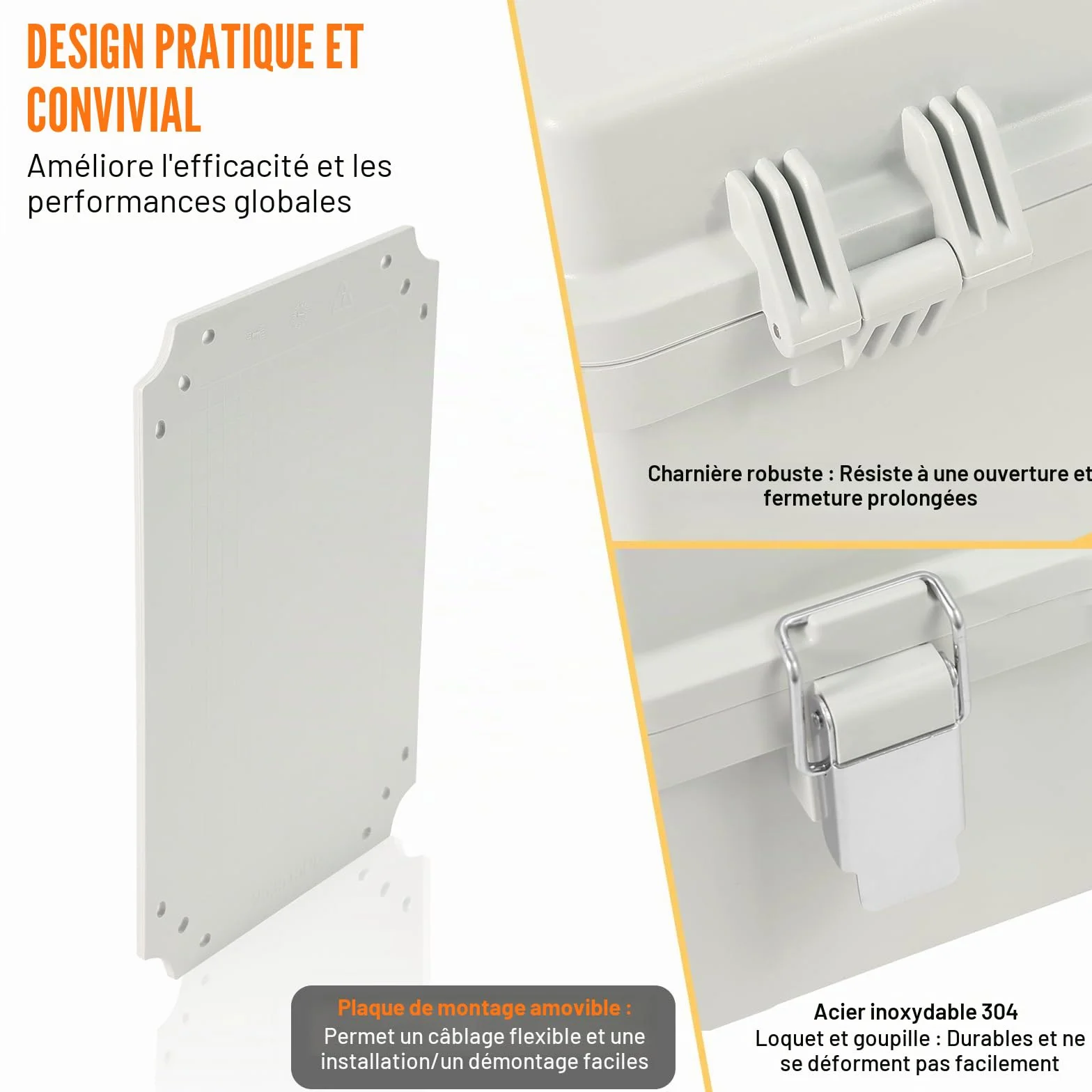 VEVOR Boîte de jonction électrique 300x200x180 mm ABS étanche IP67