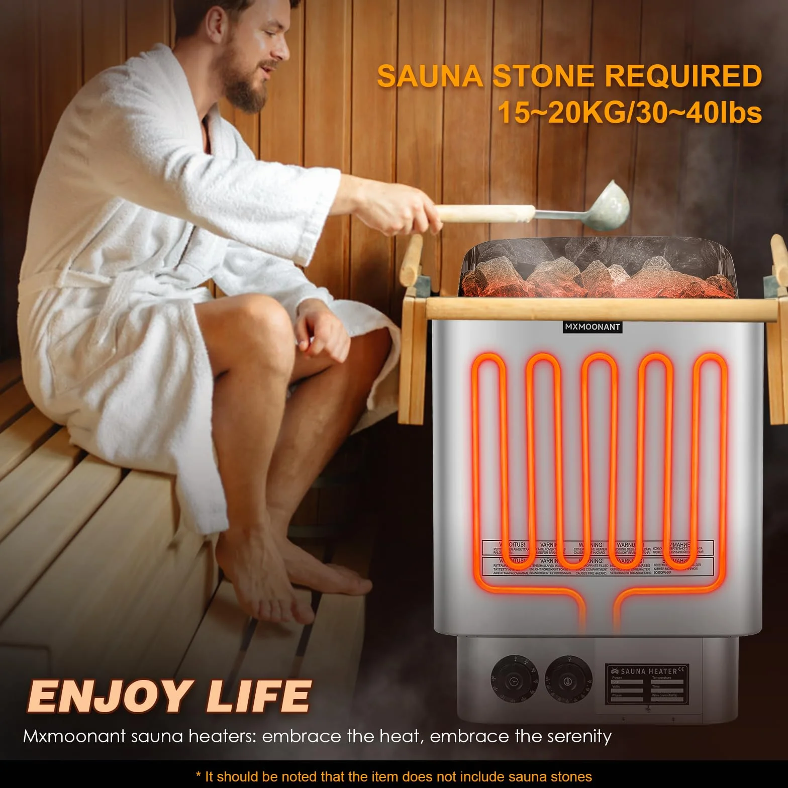Mxmoonant Poêle Électrique pour Sauna 6KW Max 9 m³ avec Hygrothermographe