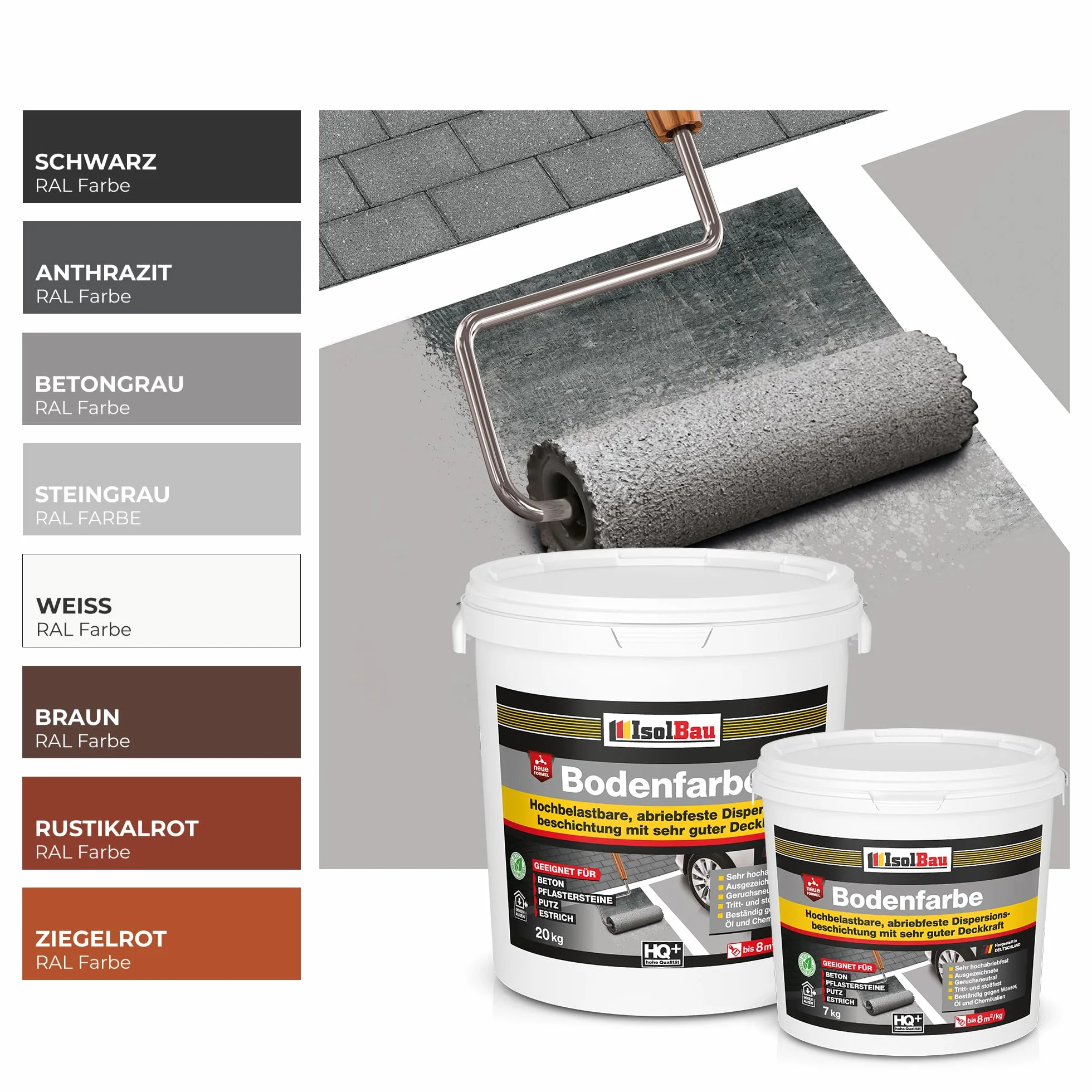 Isolbau Peinture Sol 4 kg Revêtement Imperméable pour Béton Intérieur Extérieur Anthracite RAL