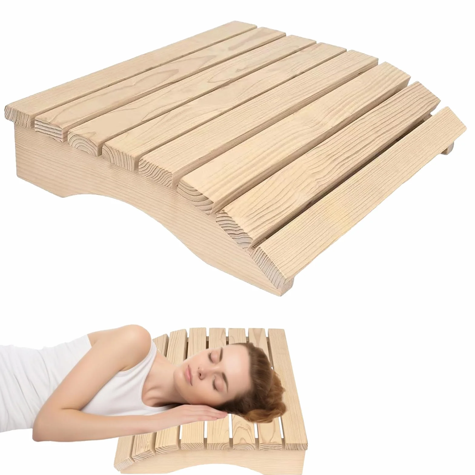 Appuie-tête ergonomique en bois durable pour sauna - Coussin de sauna - Accessoire sauna 35 x 32 x 8,5 cm