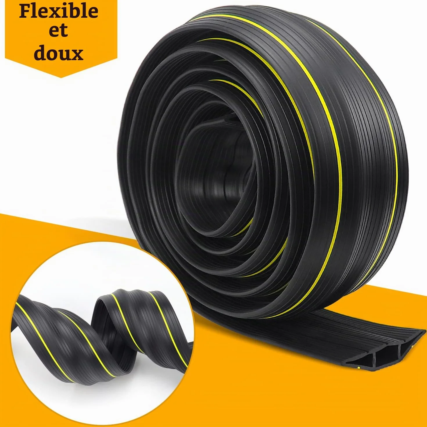 Passe Câble Sol 3 m, Protection Câble 3 Passages Noir