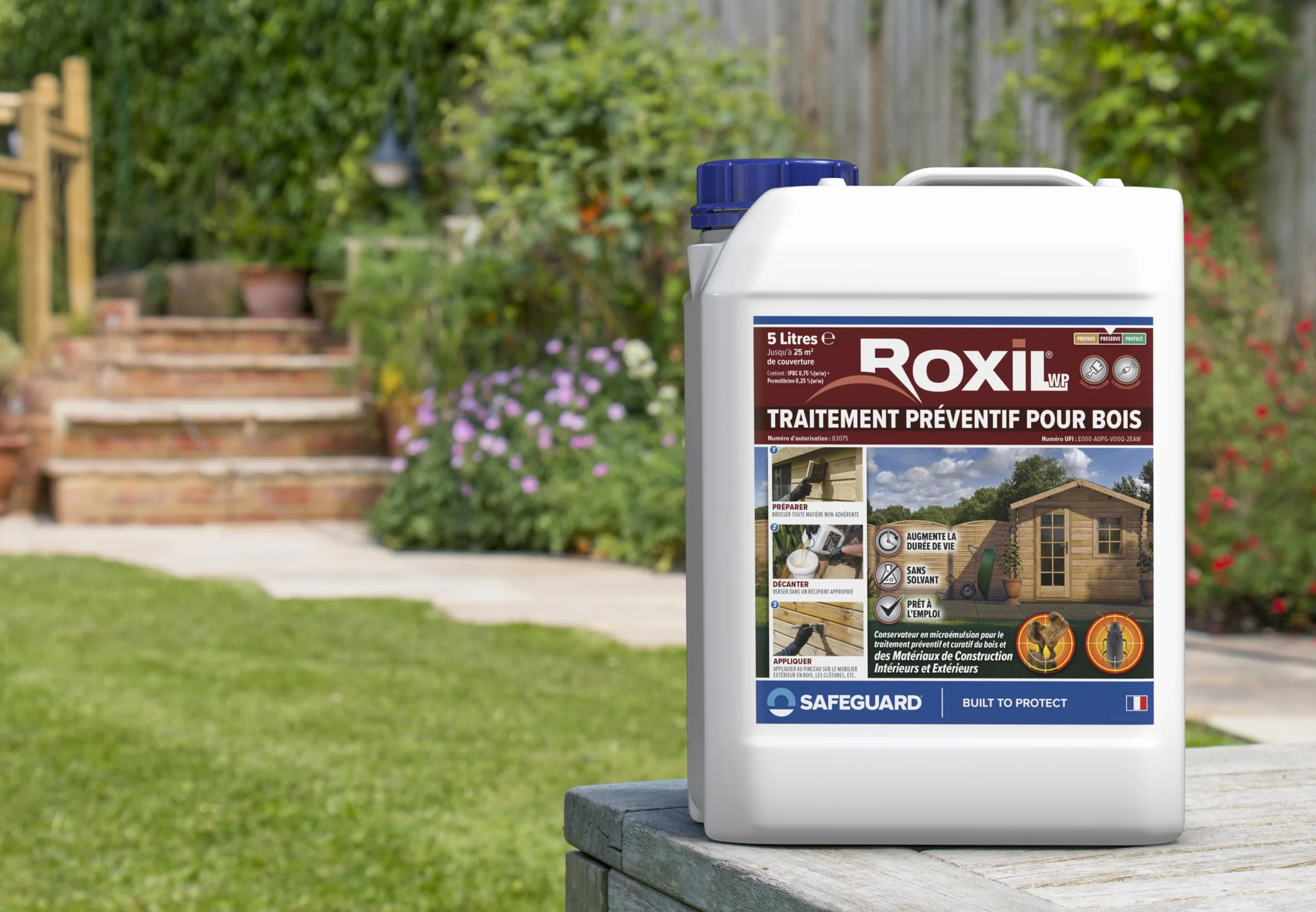 Roxil Lasure Préventive Bois 5L Incolore Extérieur Contre Insectes Xylophages & Pourriture Apprêt Prêt à l’Emploi