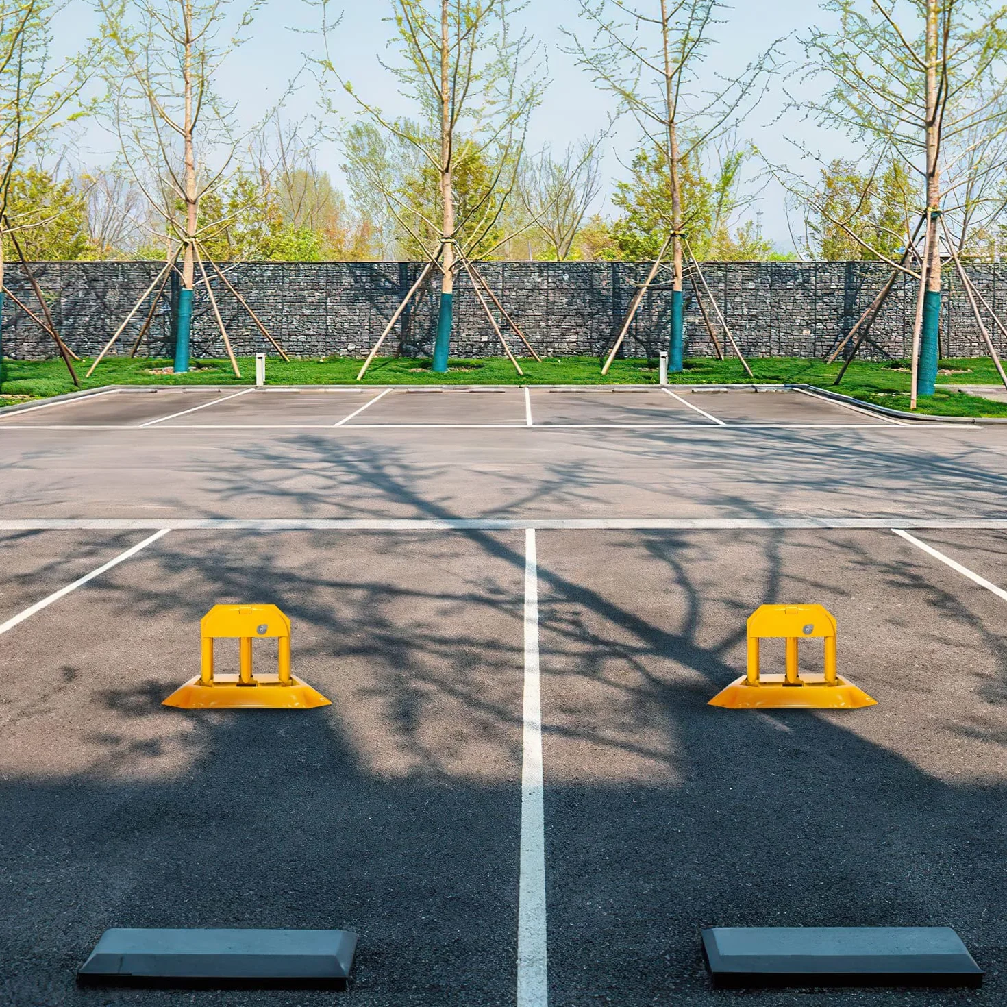 Sonnewelt Lot de 2 poteaux de parking pliables avec clés - Verrou de parking universel - Jaune
