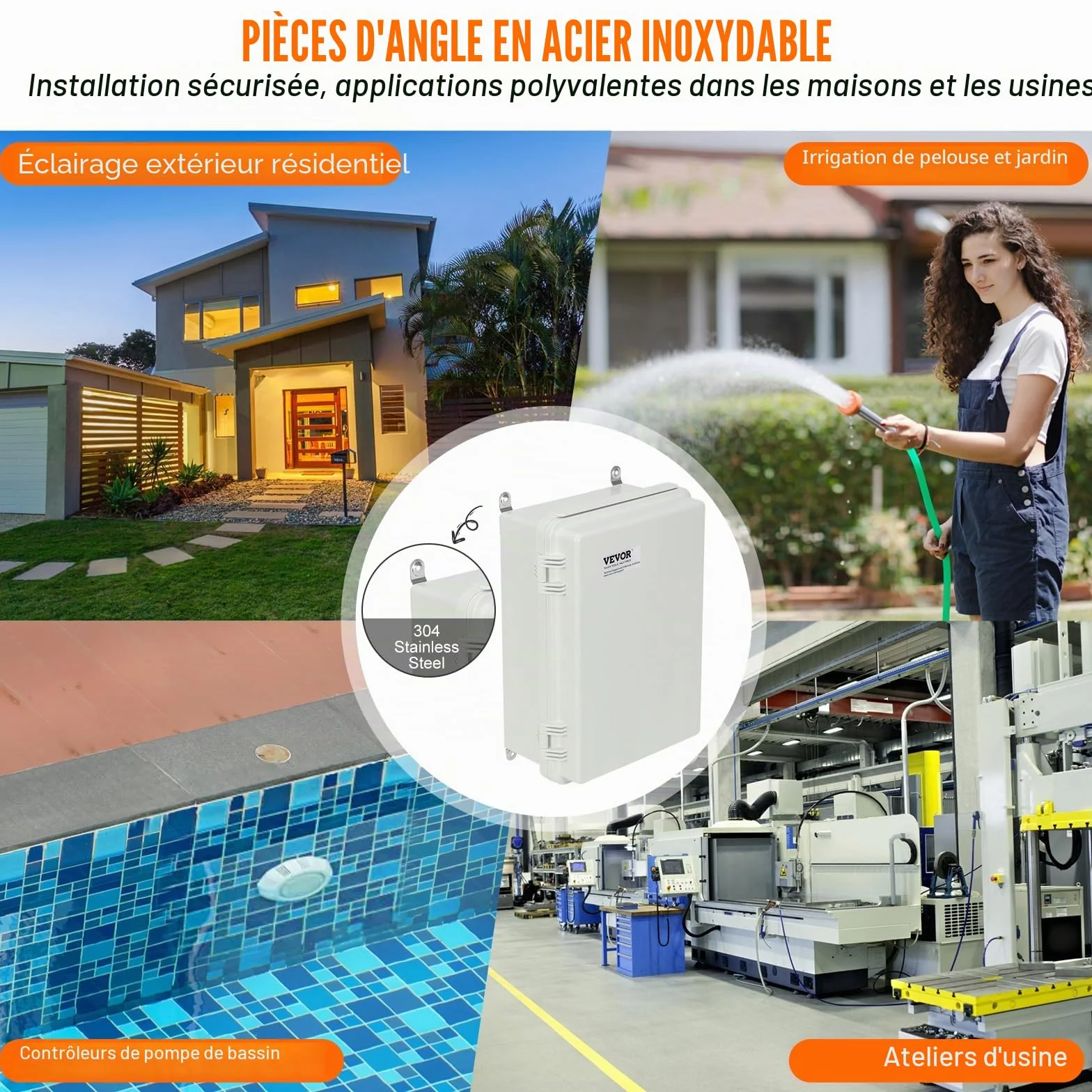 VEVOR Boîte de jonction électrique 300x200x180 mm ABS étanche IP67