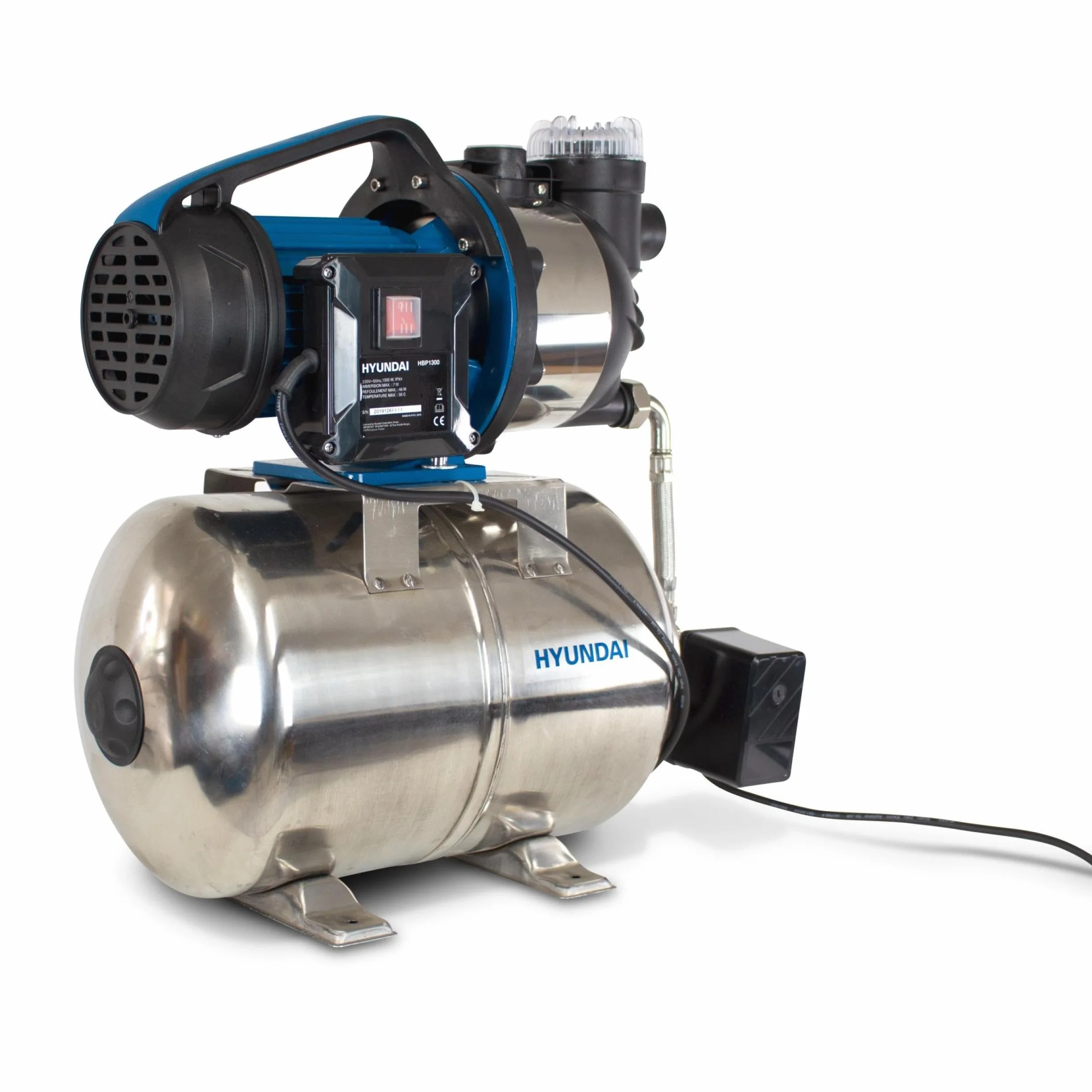 HYUNDAI HBP1300 Surpresseur 1300 W 24 L 4500 L/h Moteur induction Eaux claires