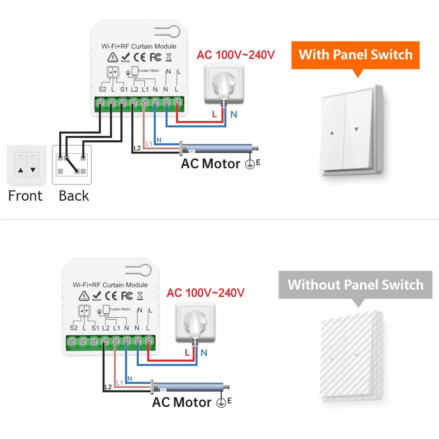 DieseRC Module de contrôleur de volet roulant intelligent sans fil 5 pièces avec télécommande RF compatible Google Home Alexa