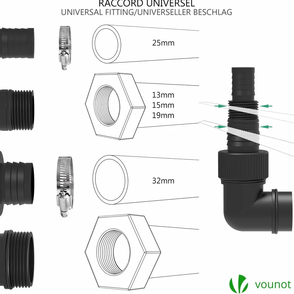 VOUNOT Pompe d'évacuation submersible IPX8 8000L/H 7M 10M