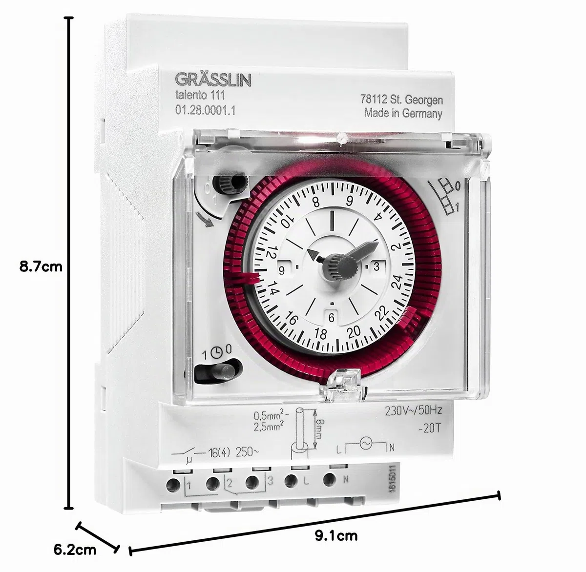 Talento 111 Horloge de Distribution analogique avec Programme journalier 3TE 1 Canal Montage sur Rail DIN LED 180W