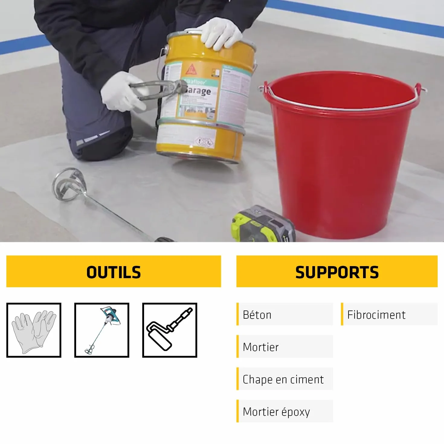Sikafloor Garage Peinture de sol intérieur Epoxy Gris Silex 6kg