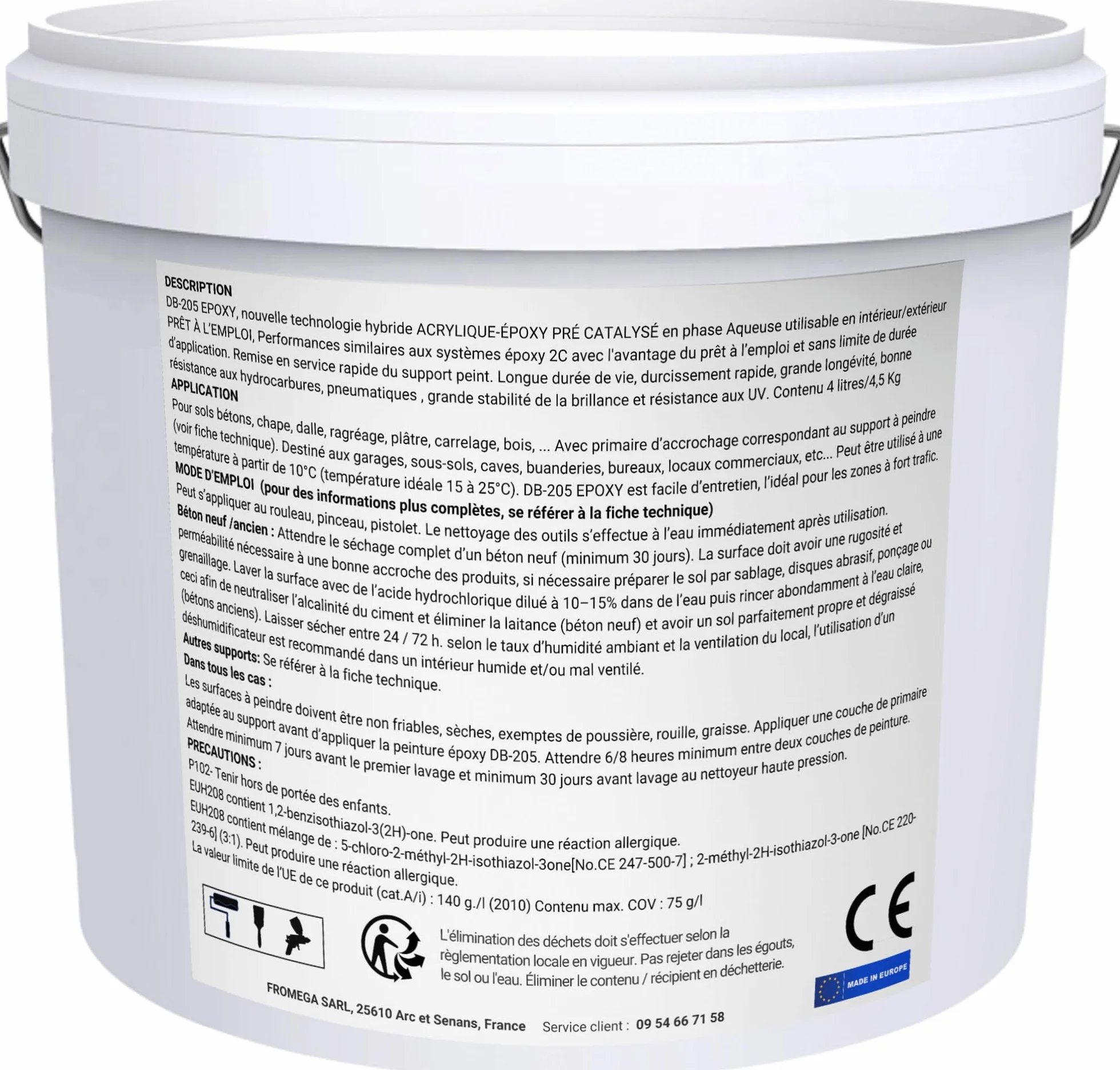 Peinture Résine Epoxy sol béton Garage Gris fenêtre 4,5KG Trafic intense Etanche