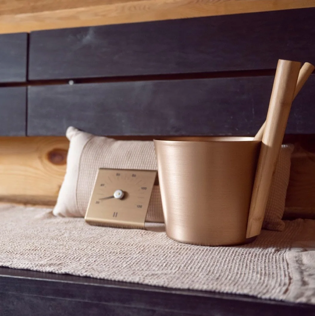 Seau de Sauna en Aluminium/Bambou écologique 5 Litre Champagne