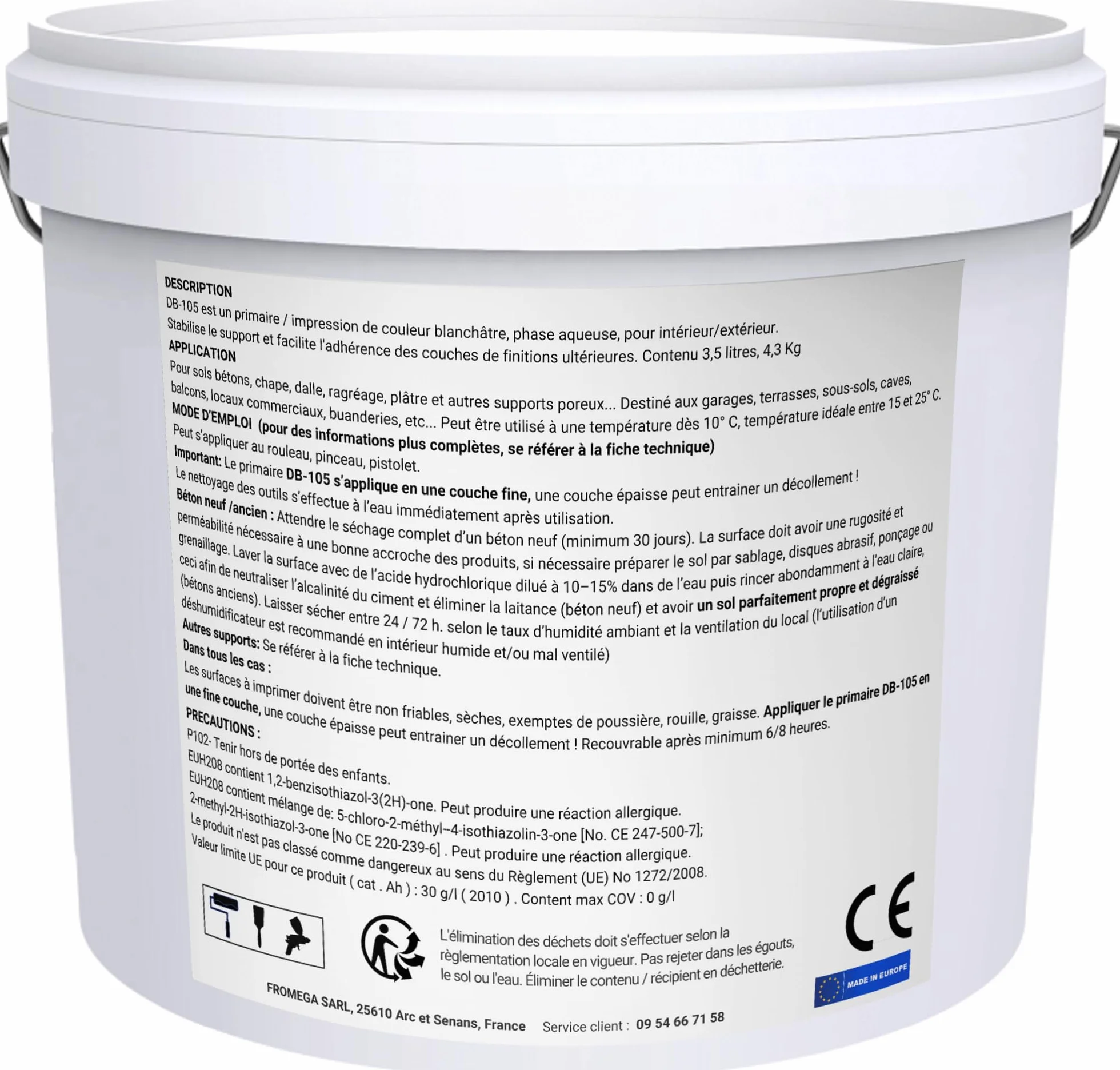 Primaire Sol Forte Adhérence Stabilise Béton Peinture Époxy Haute Protection Humidité 7L