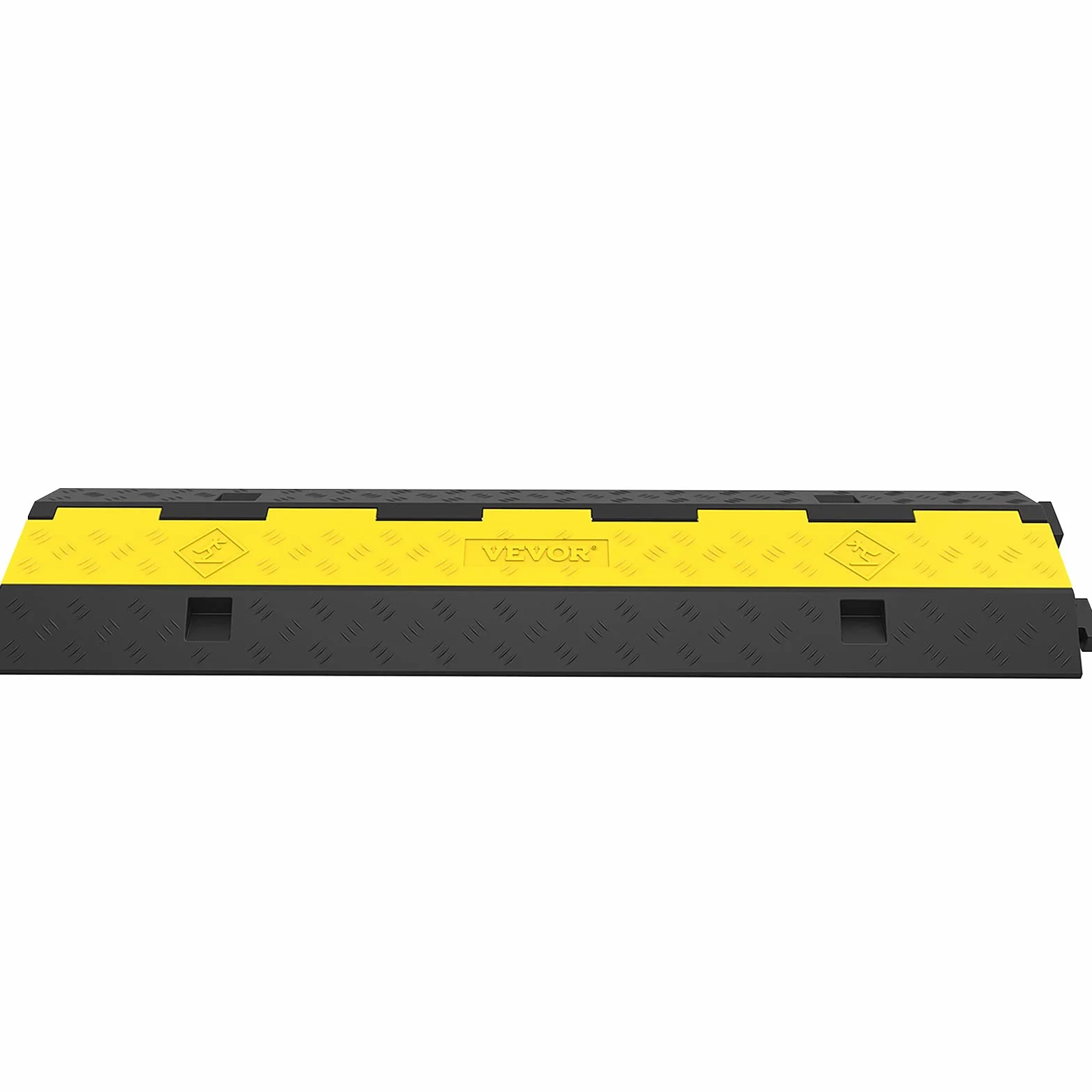 VEVOR Rampe Protection Câble Lot de 5 2 Canaux Passage de Câble au Sol Caoutchouc PVC Ralentisseur Modulaire 4989 kg 101x24,5x5 cm Noir/Jaune