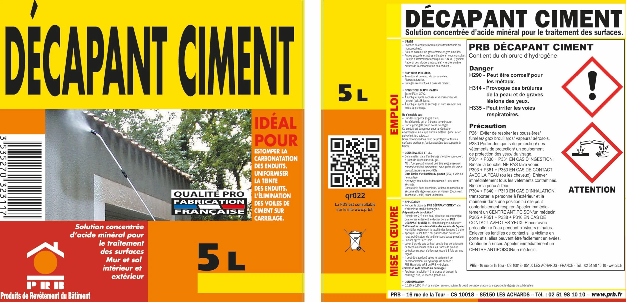 Décapant Ciment 5L - Nettoyant pour Traces de Ciment, Béton et Voiles de Laitance - Sols et Façades Intérieur/Extérieur