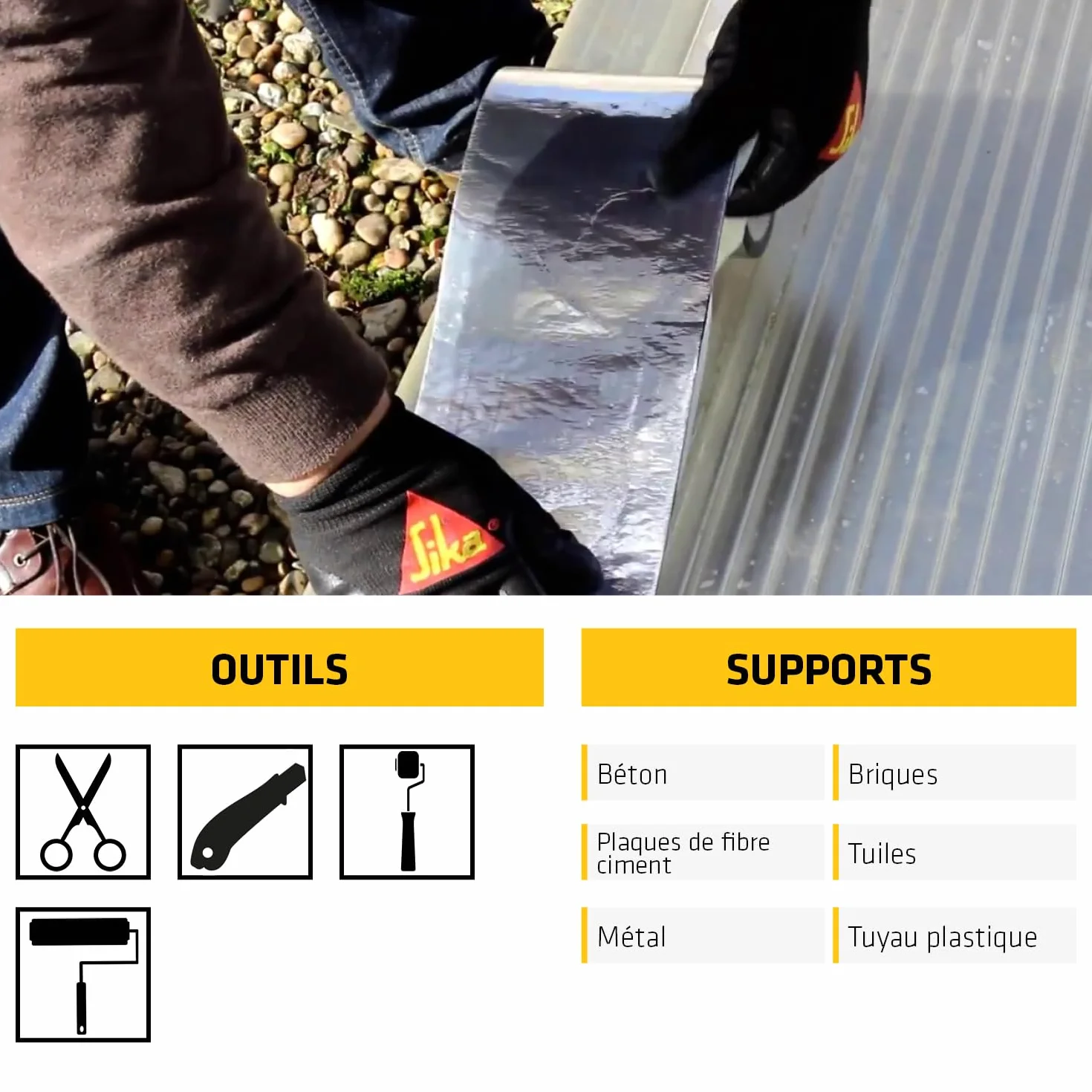 SIKA Multiseal Bande d'étanchéité autocollante 300mm x 10m Terre Cuite Résistant aux UV