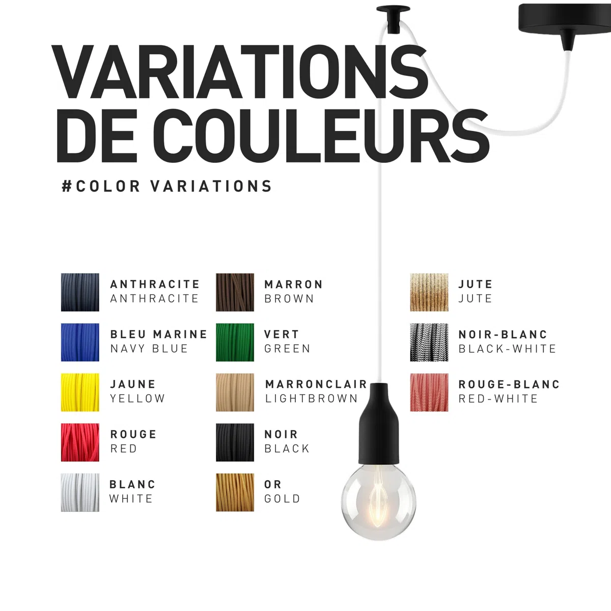 Câble Électrique Textile Jute 10 Mètres 3 x 0,75mm², Fil Tissu Lampe pour Projets de Bricolage