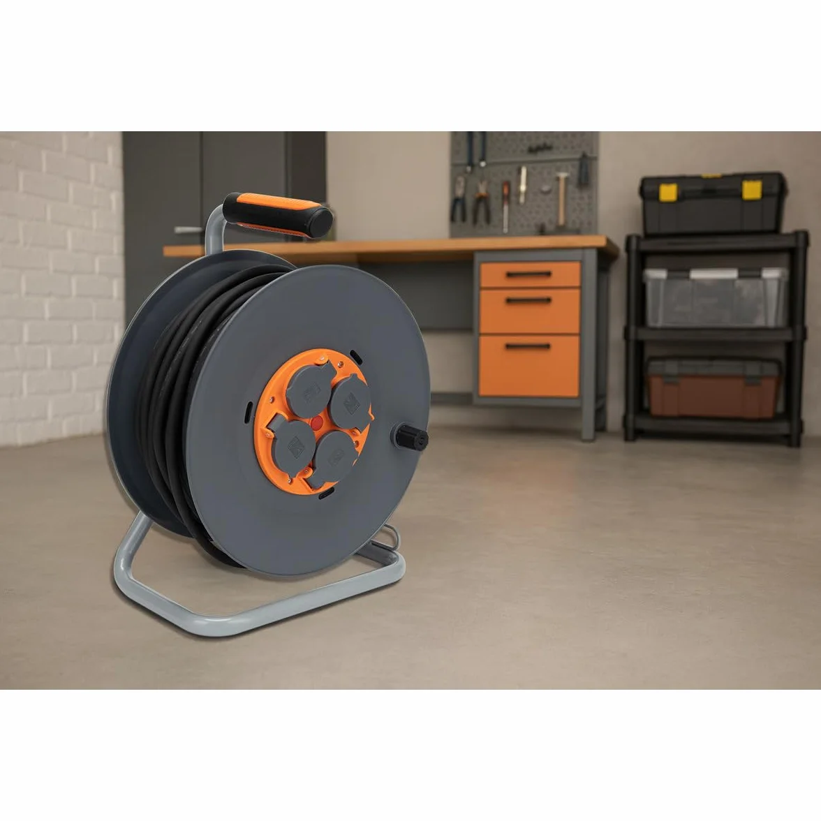 Enrouleur de Chantier IP44 4 Prises 16A 3G1,5mm² 40m Orange