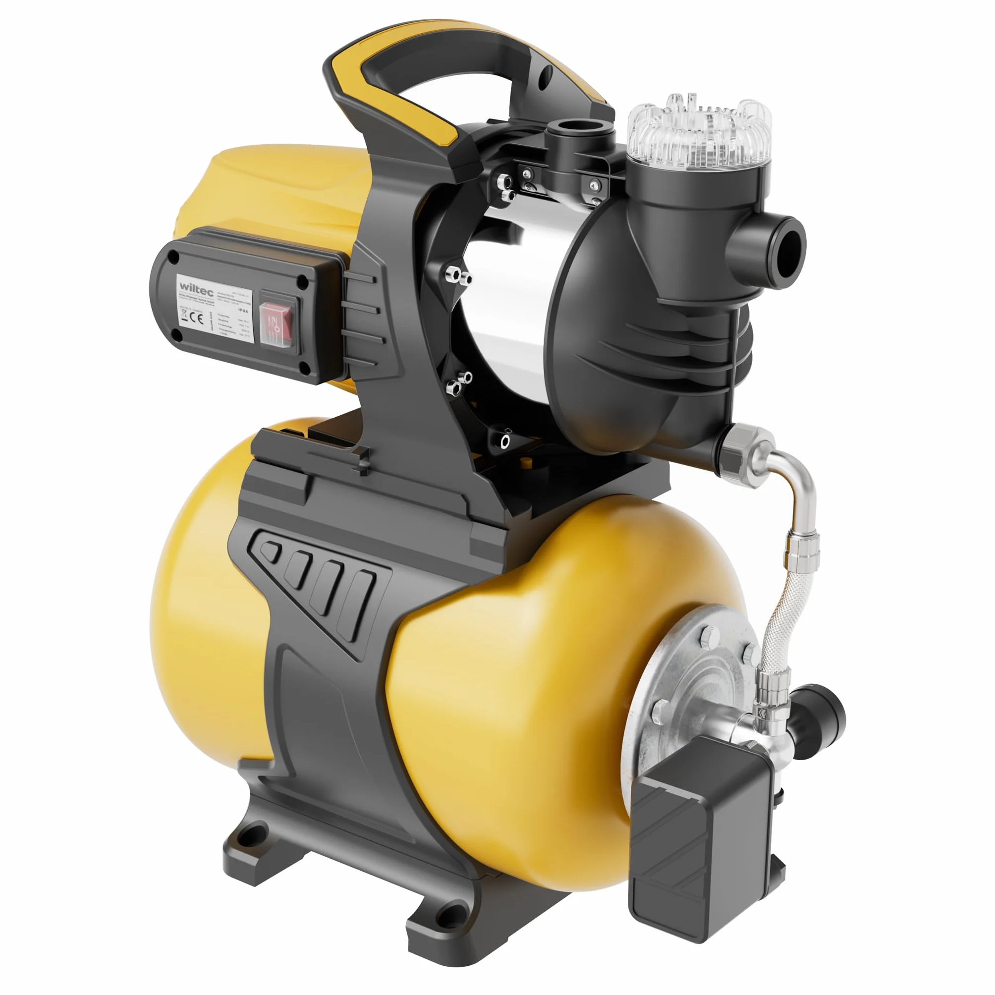 Wiltec Station d'eau domestique 1300 W 5000 l/h H 50 m P 7 m 2850 tr/min réservoir 24 L Arrosage irrigation jardinage