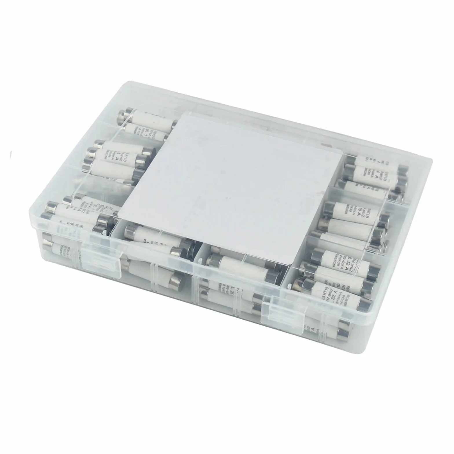 Kit de fusibles en céramique 120 pièces, 12 valeurs, 10 x 38 mm, 500 V, 1-32 A, avec boîte en plastique