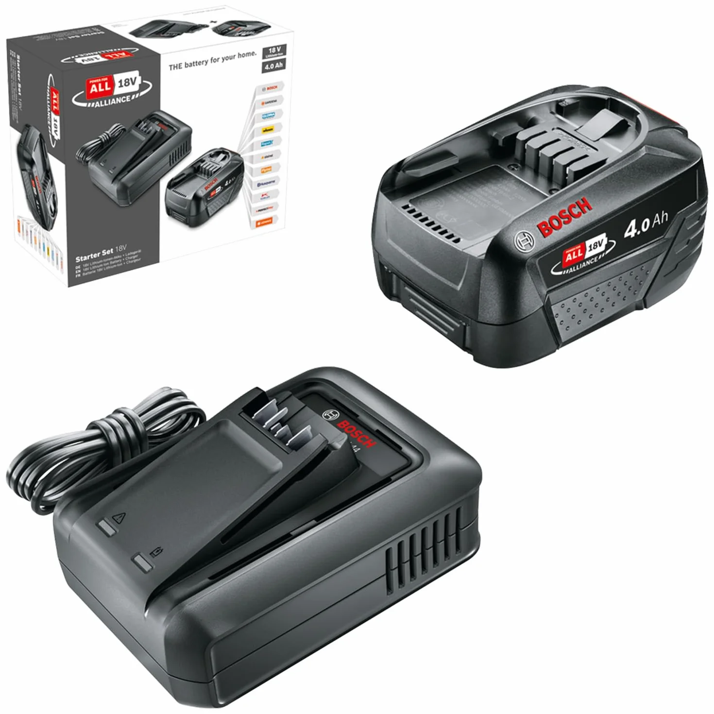 Bosch Starter Set 18V batterie et chargeur rapide 4,0 Ah Lithium-Ion POWER FOR ALL