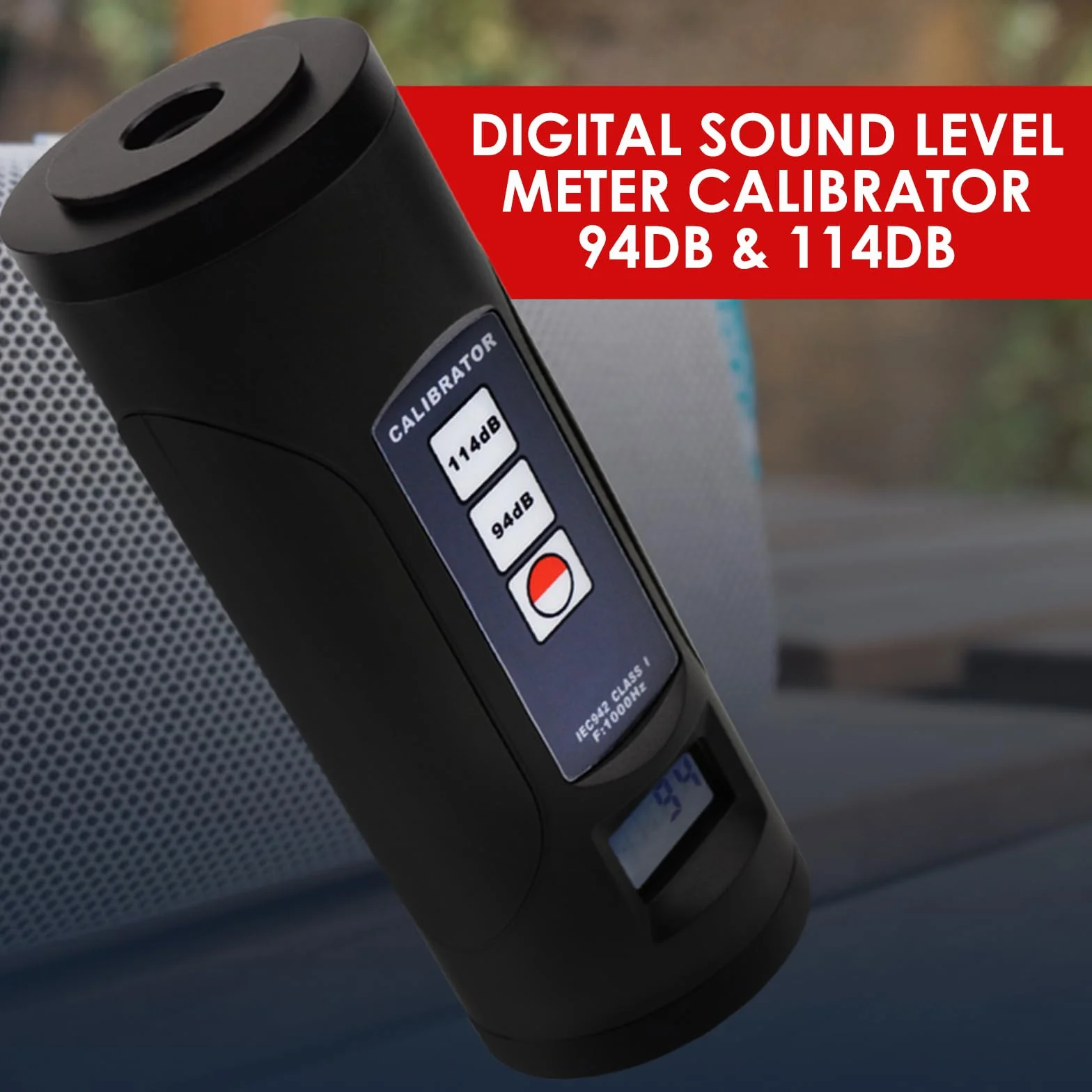Calibrateur de Niveau Sonore 94dB 114dB pour Microphone 1/2" 1" Pouces Outil d'Étalonnage Professionnel Décibel