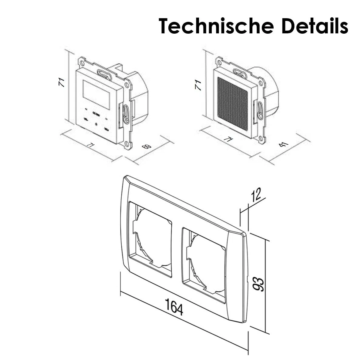 Radio encastrée LOGIQ 2W RMS DAB+ FM Bluetooth écran OLED Alarme Sleep Timer Cadre 2 Voies Bold Titane