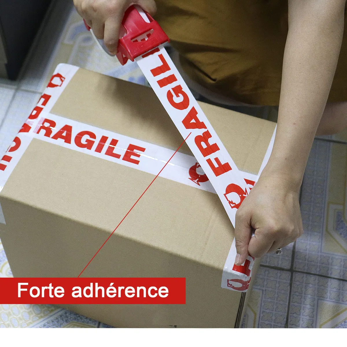 BOMEI PACK 18 Rouleaux Ruban Adhésif Fragile 48 mm x 66 m avec dévidoir