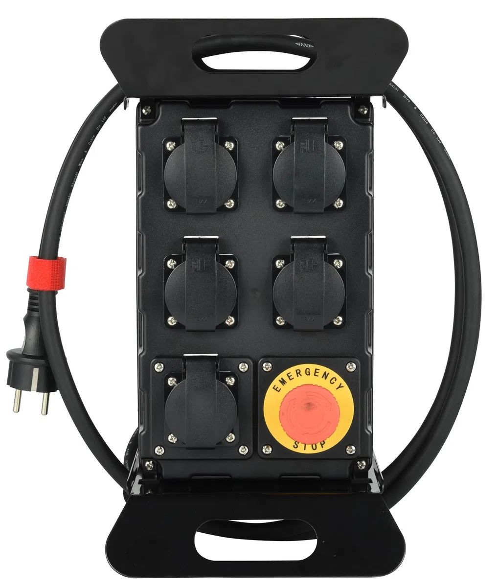 Electraline Coffret de Chantier 16A 5 Prises Françaises IP44 avec Disjoncteur Différentiel 30mA