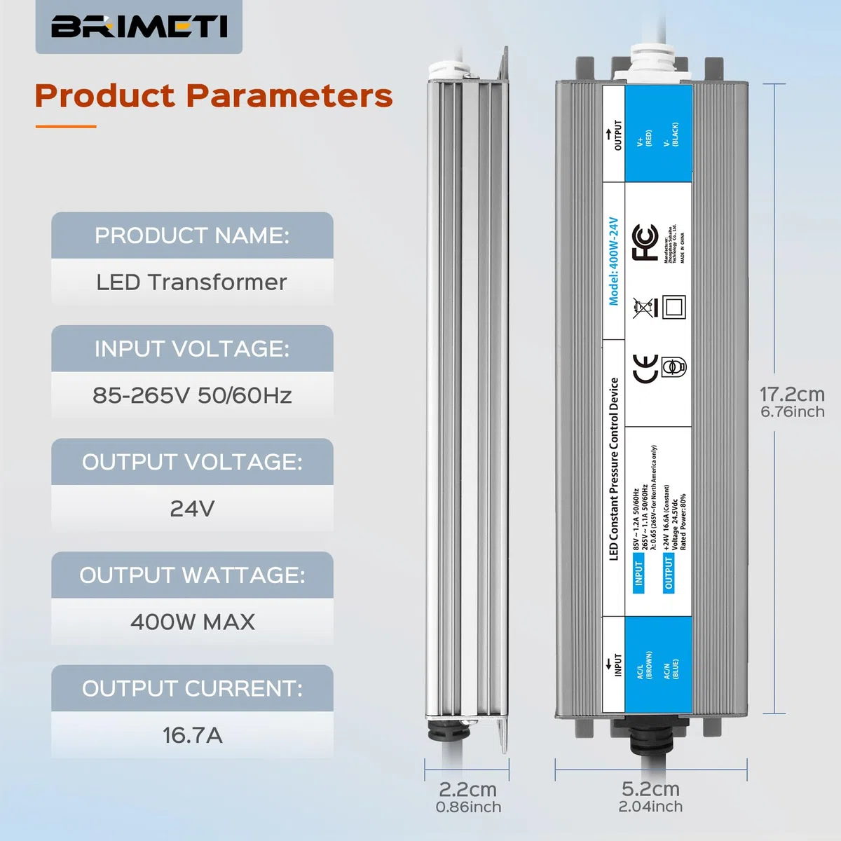 Transformateur 220V à 24V 400W DC LED Driver IP67 Étanche Extérieur 16.6A