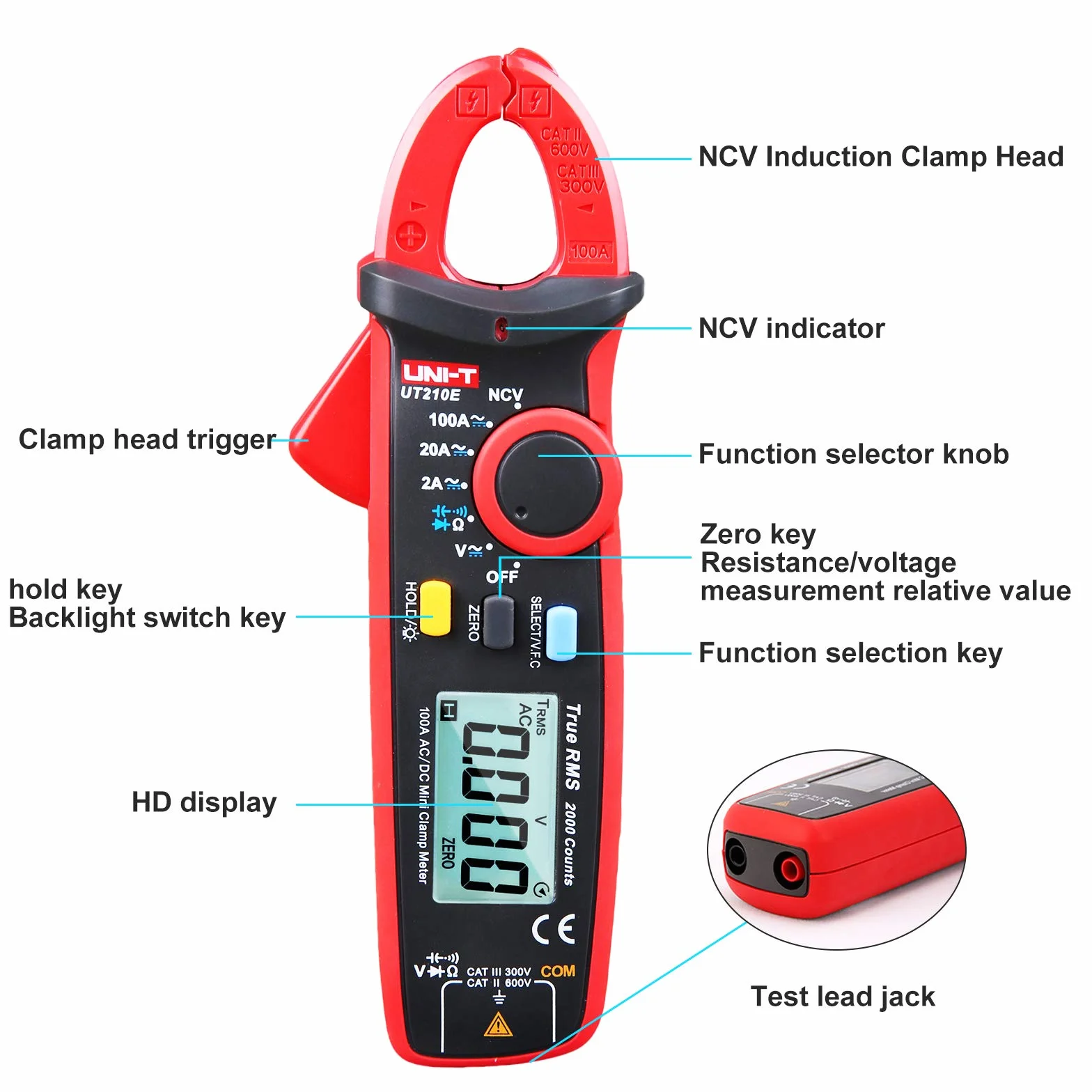 UNI-T UT210E Mini Pince Numérique Ordinateur de poche Vrai RMS AC DC Testeur Résistance Capacitance
