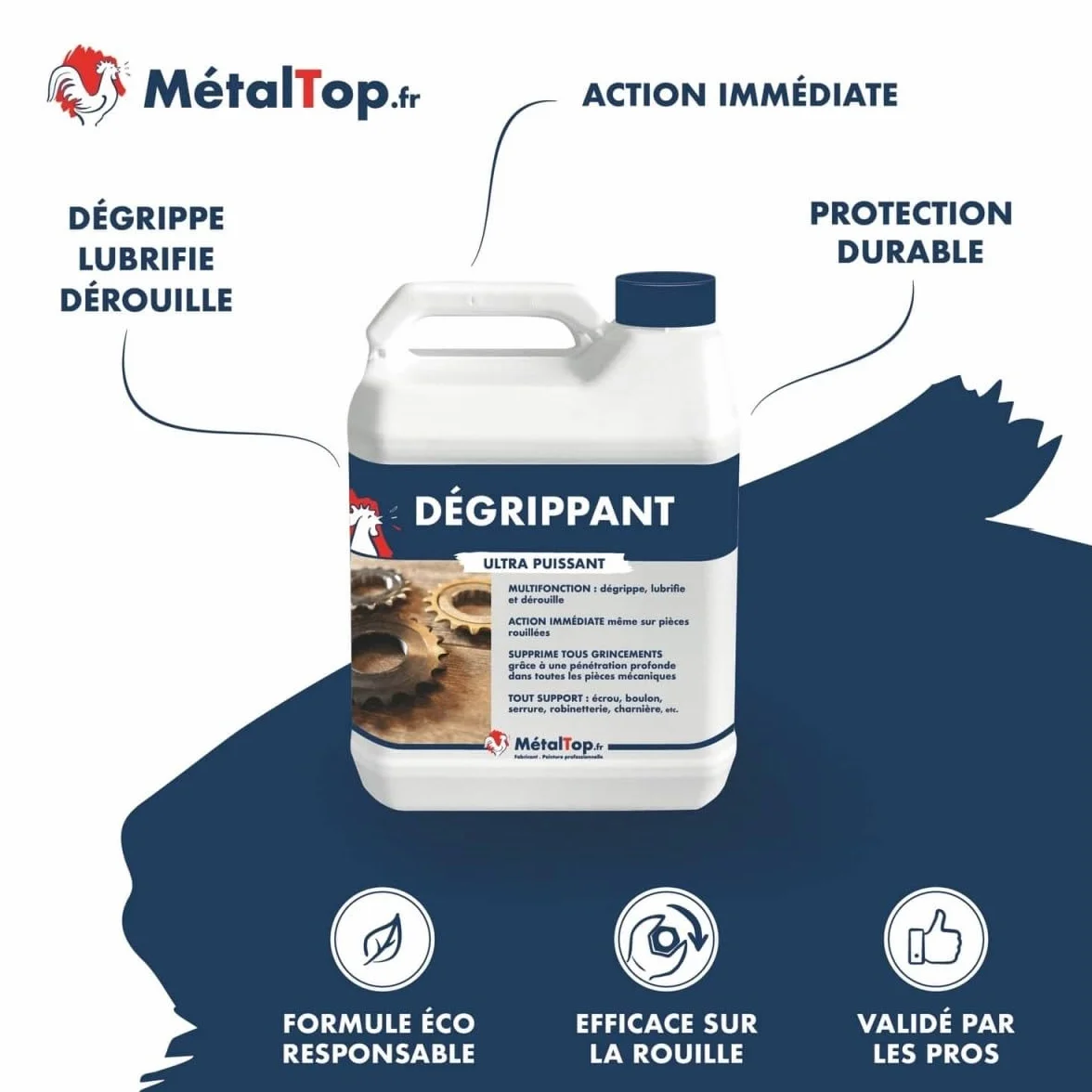 Metaltop Degrippant 5 L Lubrification dérouillage protection antirouille
