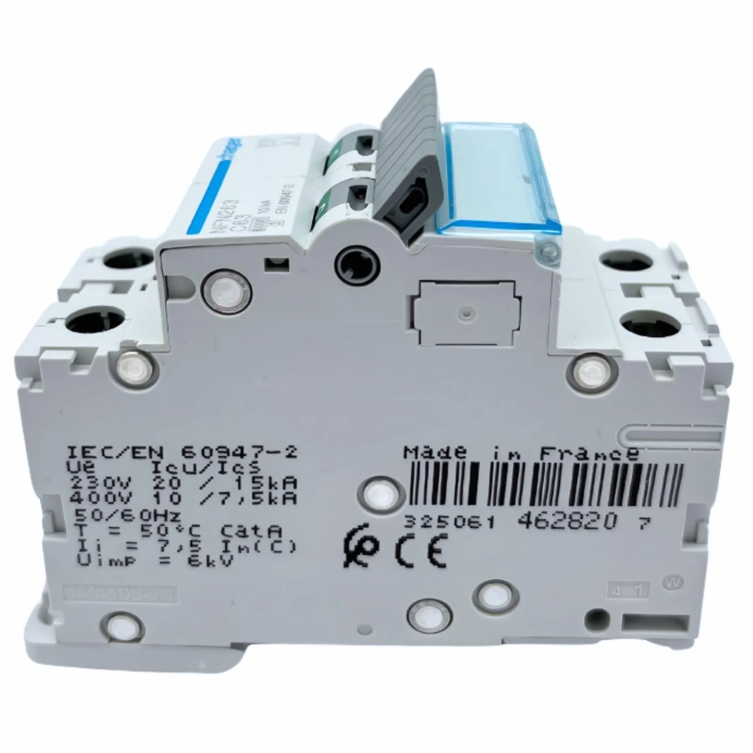 Disjoncteur Hager 2 pôles 63A 6kA Courbe C Vis/Vis