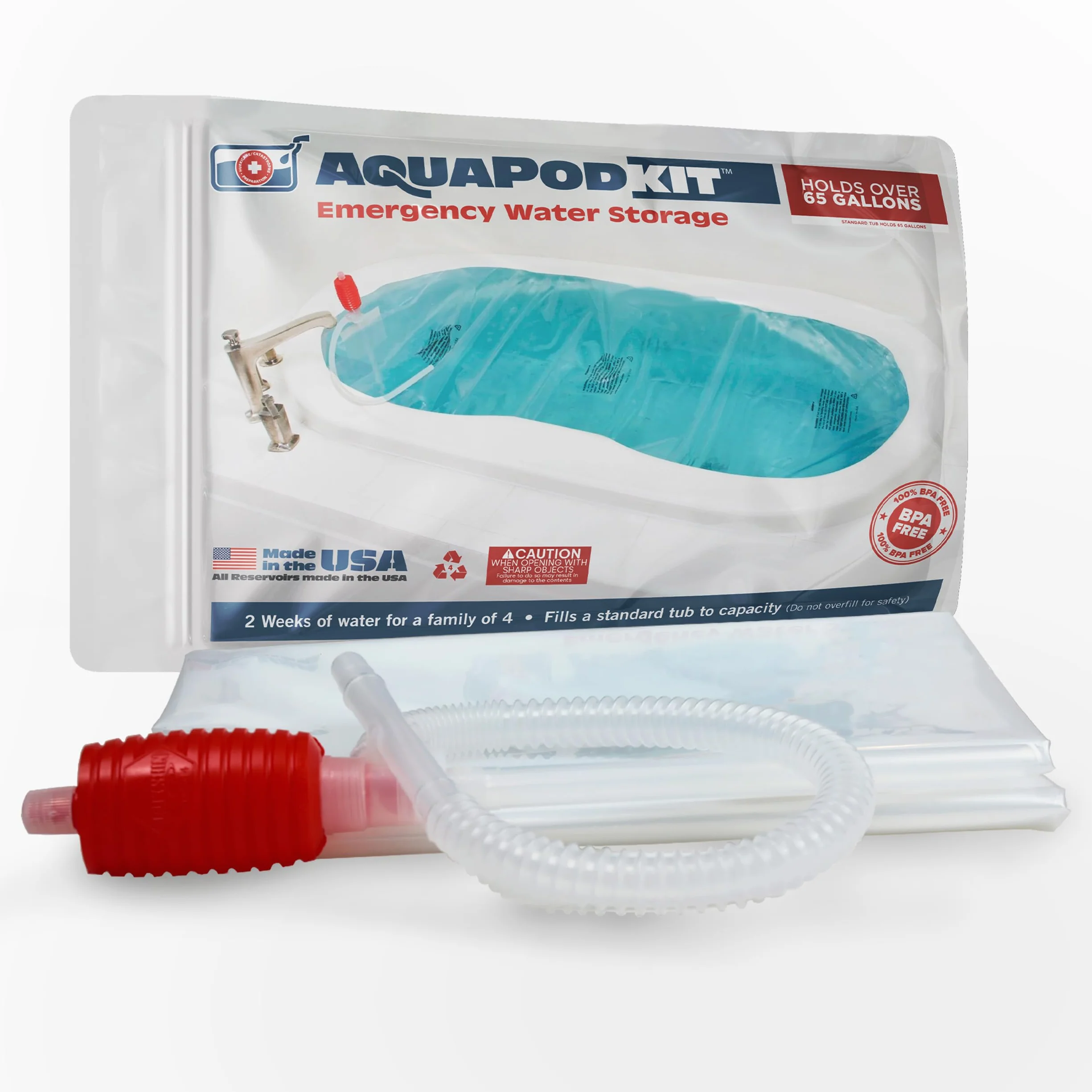 AquaPodKit Poche de stockage d'eau d'urgence pour baignoire 200-370 litres Sans BPA Matériaux de qualité alimentaire