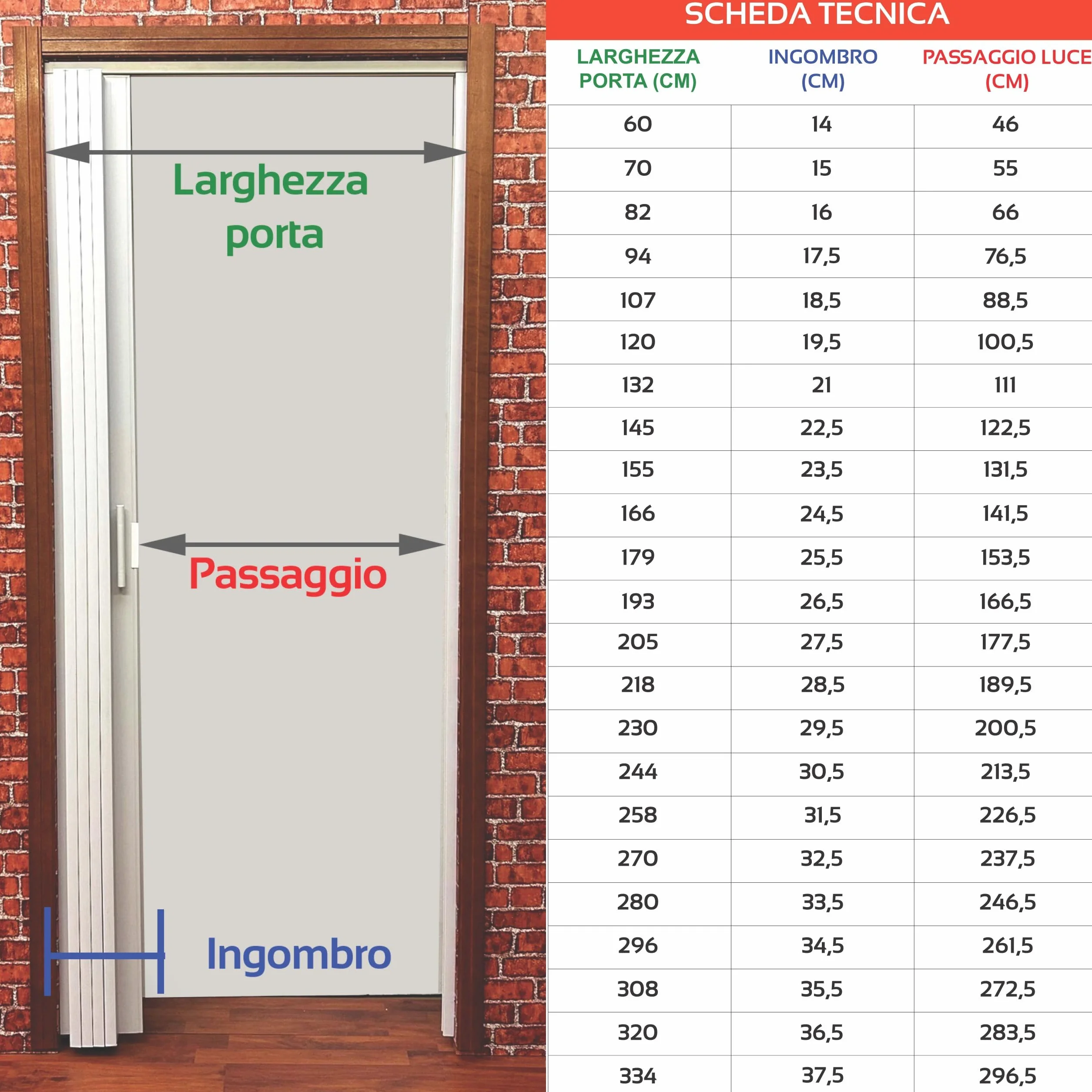 Porte de plafond kit bricolage Lorella H 220 cm Largeur 82/94/107/120/132/145 cm à couper et assembler
