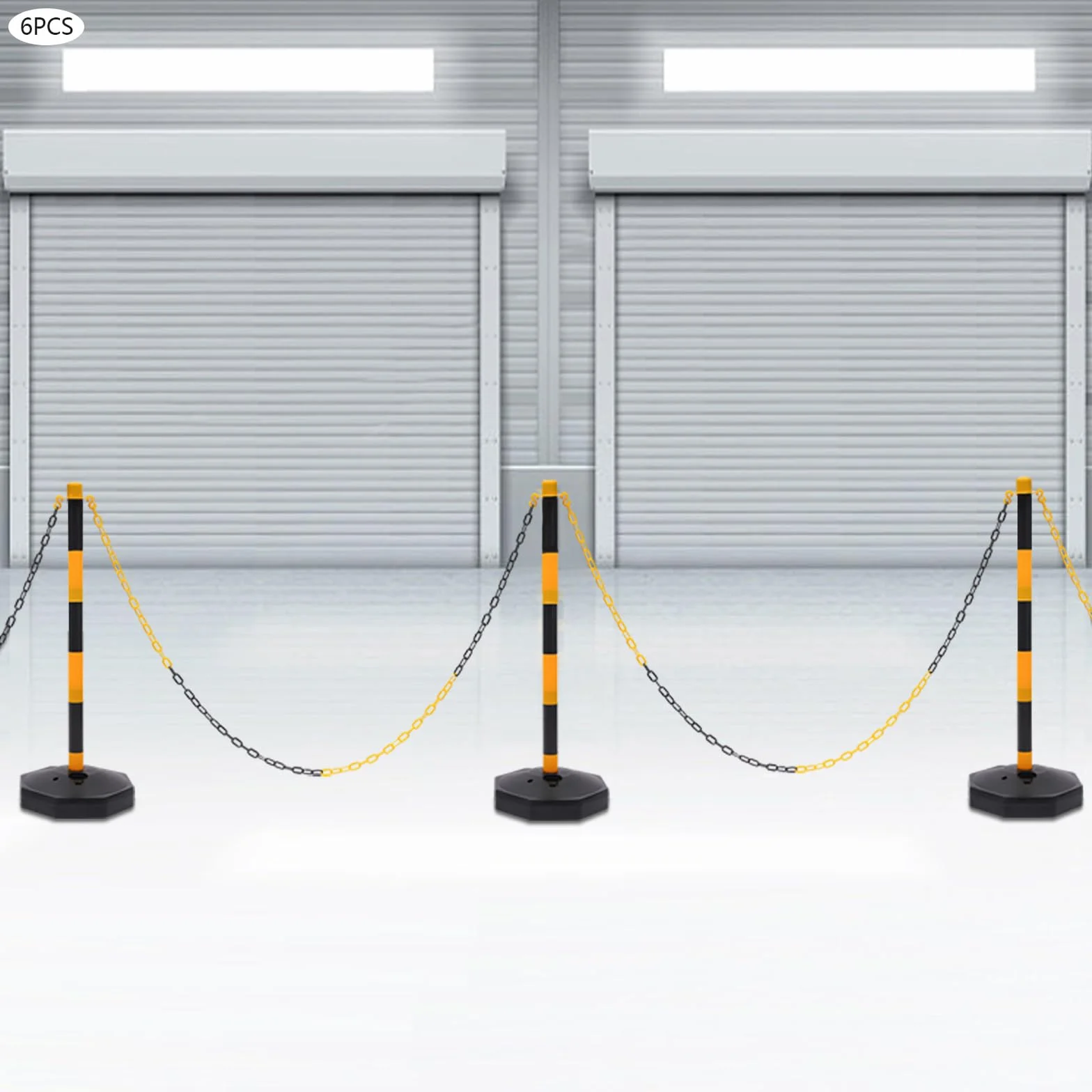 Poteaux de signalisation de la circulation lot de 6 réglables avec socle à remplir et chaînes pour parking