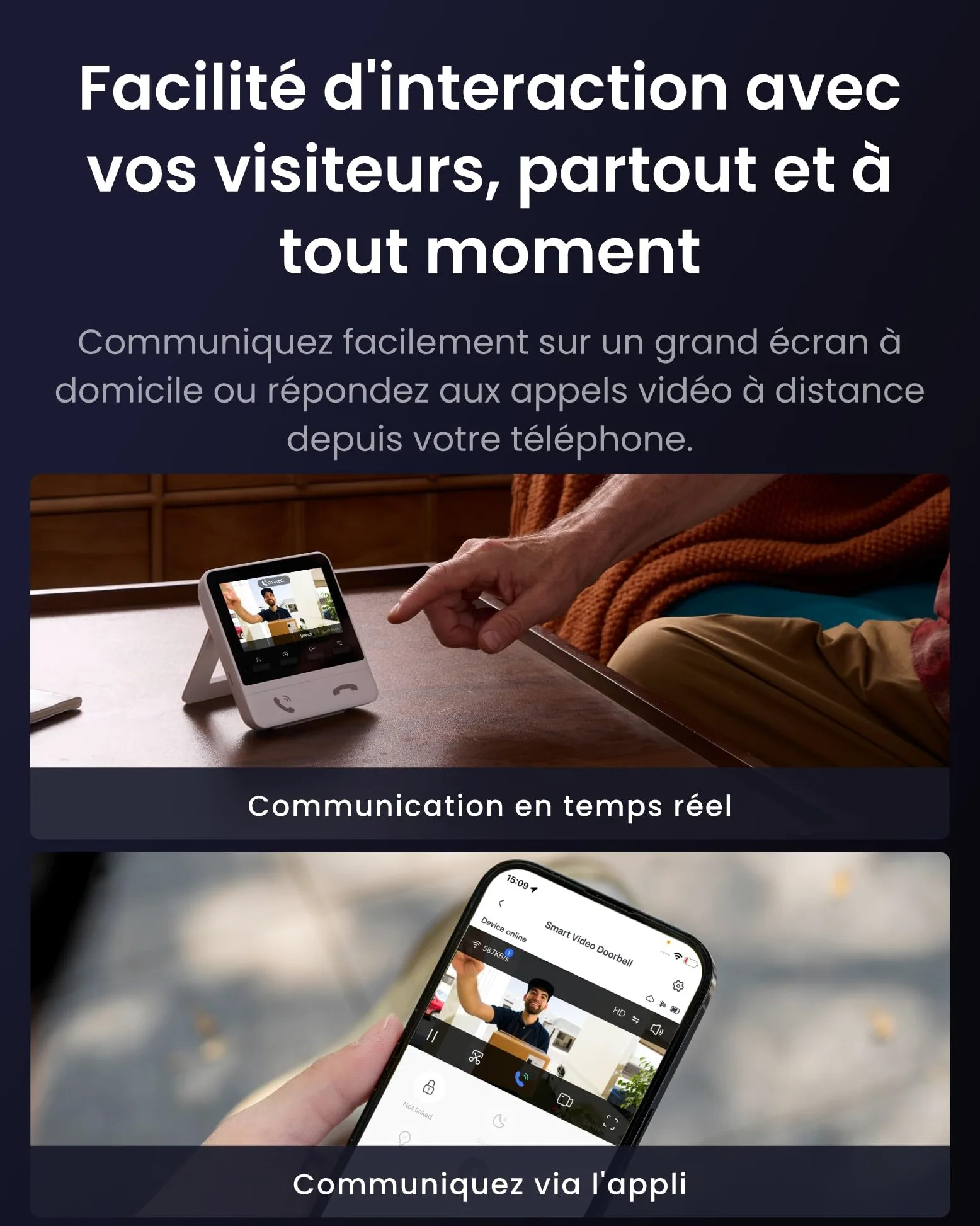 SwitchBot Sonnette sans Fil avec Camera 2K, Visiophone sans Fil 4,3 Pouces, Angle 165°, 5000 mAh, Audio bidirectionnel, Compatible Alexa