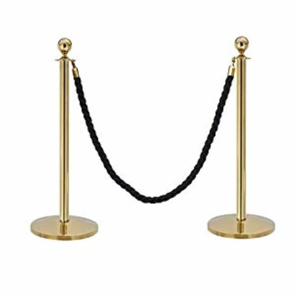Système de guidage personnel avec cordon de serrage - Support de cordon doré - 2 poteaux - 1 cordon - Noir