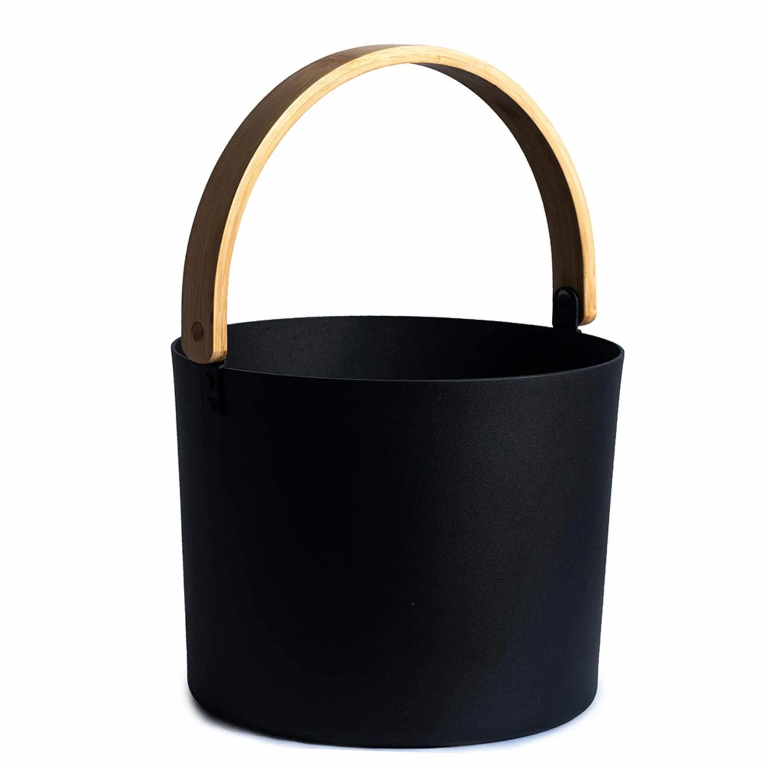 Seau de Sauna en Aluminium avec Manche Long Bois 7 L, Noir