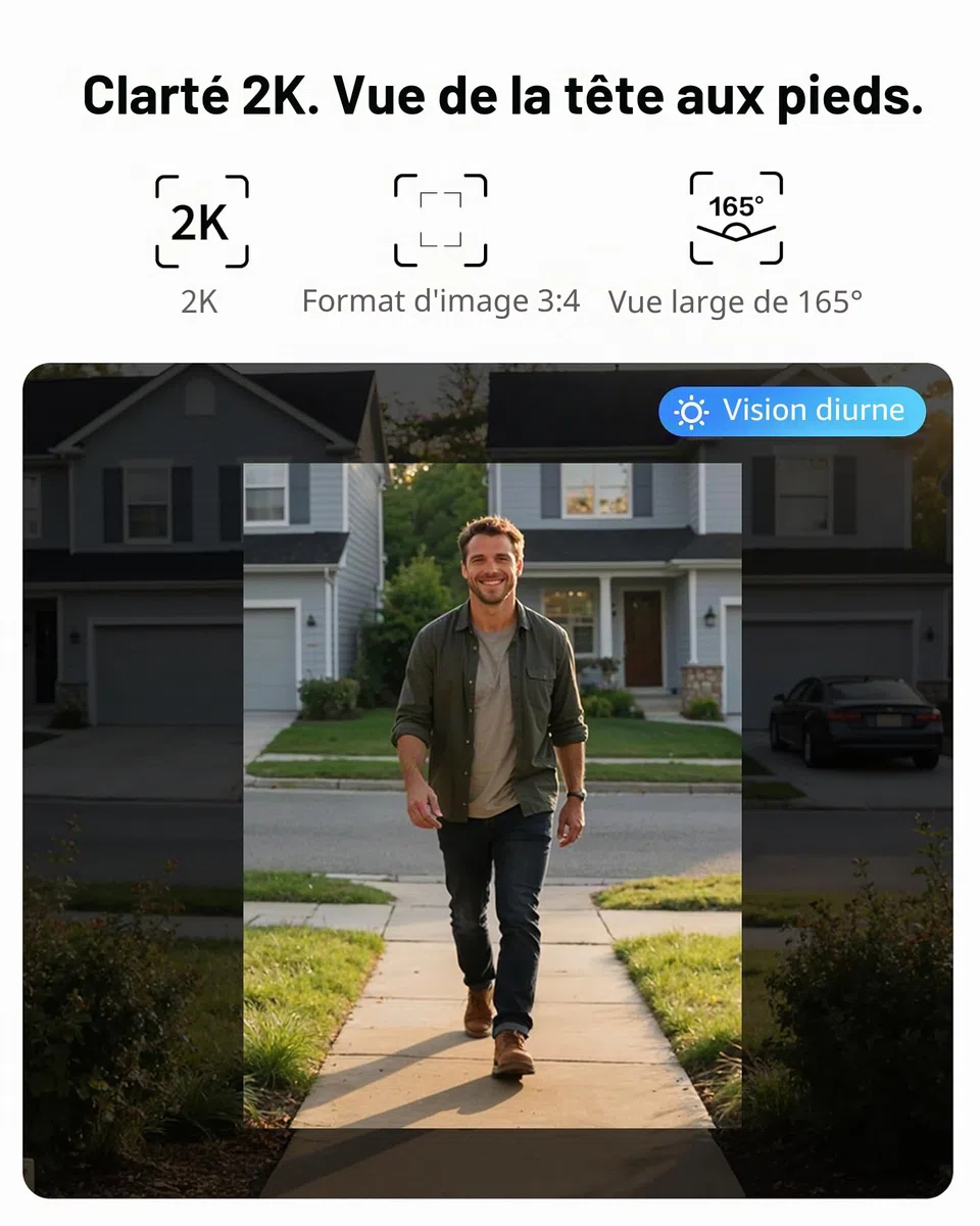 Aqara G400 Sonnette Vidéo PoE/WiFi HomeKit Secure Video 2K Wi-Fi 6 IP65 Compatible Alexa Google SmartThings