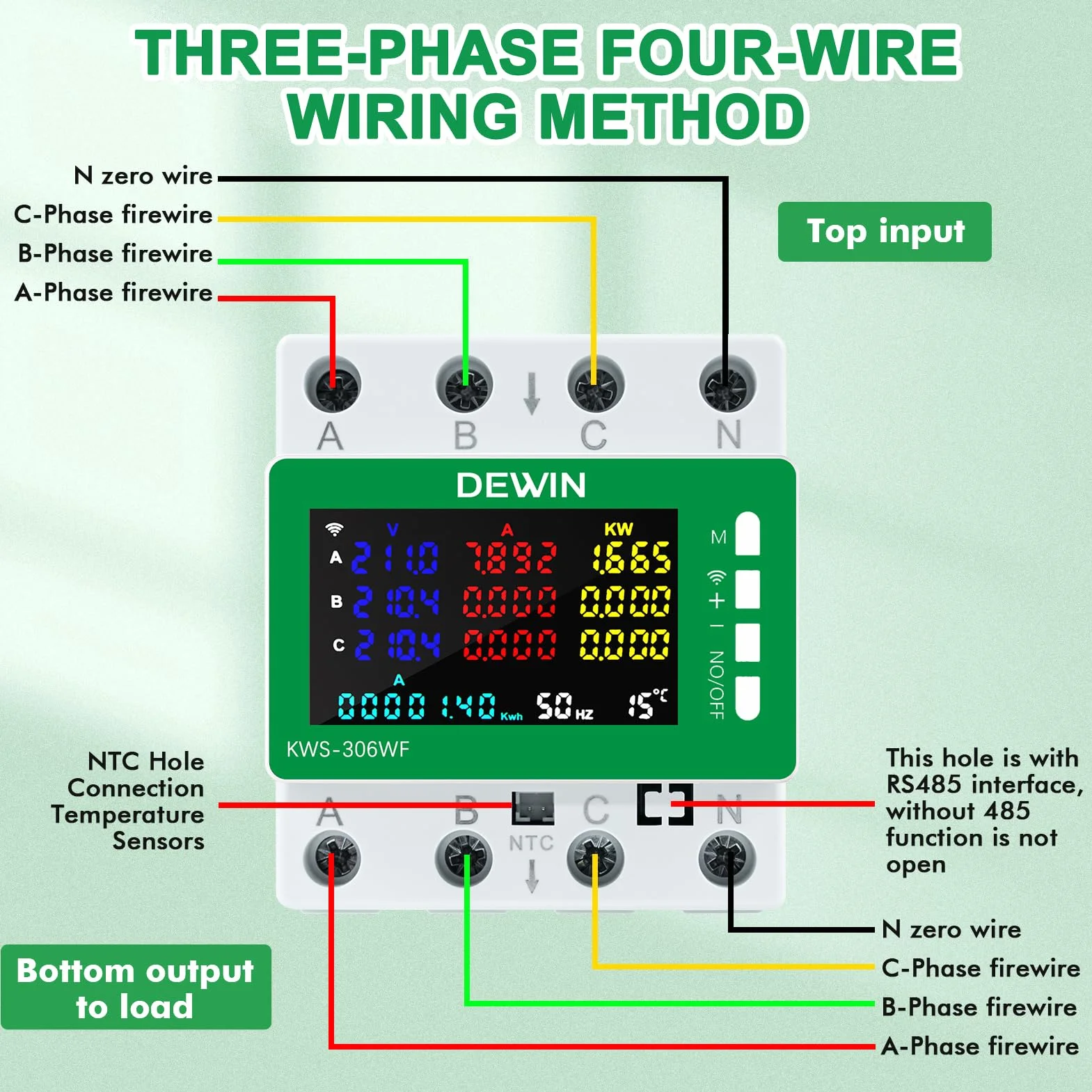 Compteur Électrique Triphasé WiFi Tuya Smart Meter 80A AC 85-290V 9 en 1 Wattmètre KWh Voltmètre Ampèremètre