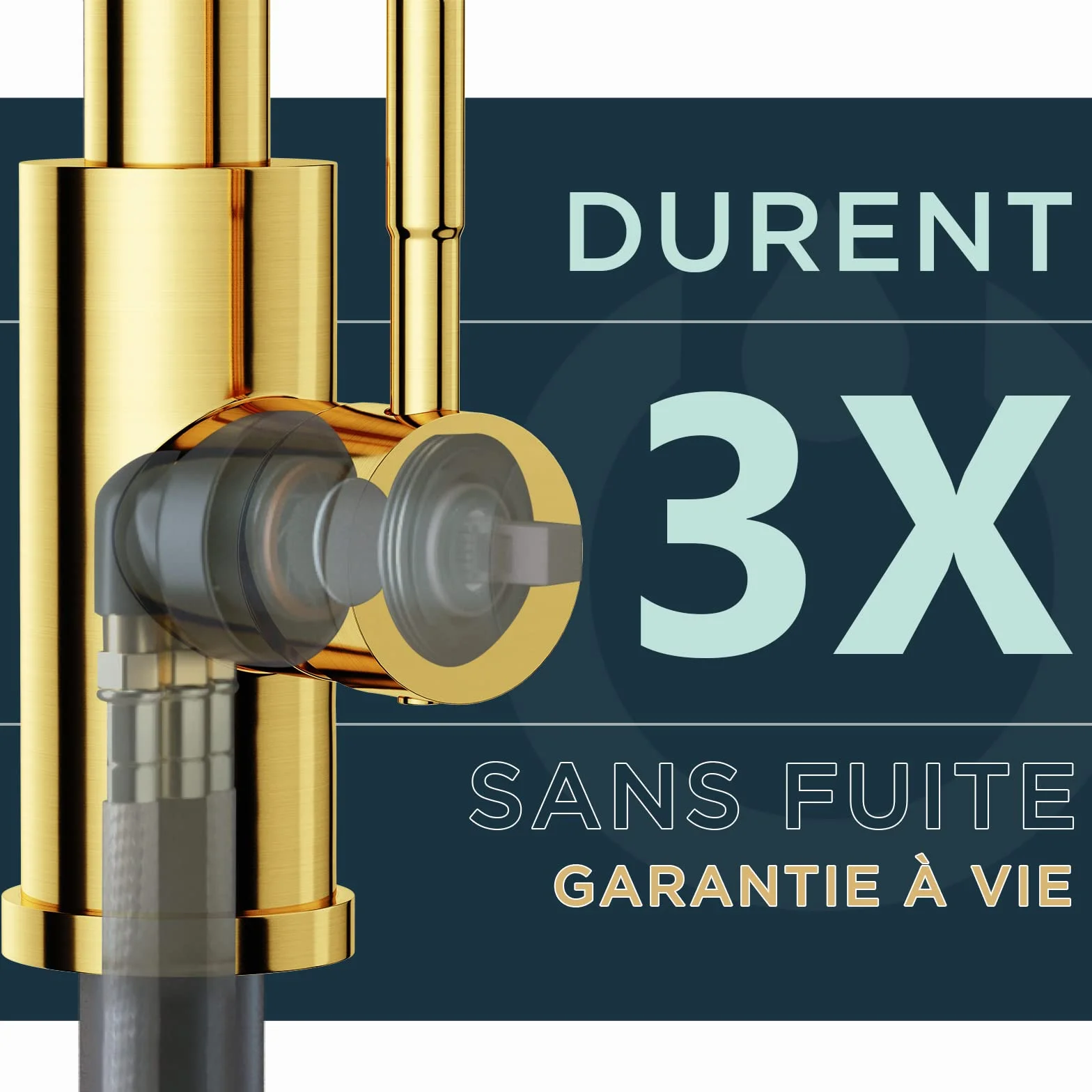 FORIOUS Robinet Cuisine Mitigeur Douchette Pivotant 360° Évier Arc Élevé Pulvérisateur Escamotable 2 Modes Or Brossé