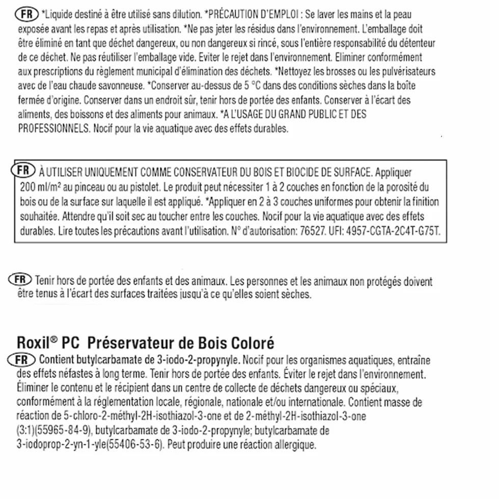 Roxil Lasure Préventive Bois 5L Or d'Automne Intérieur Extérieur Protection Contre Pourriture Champignons Larves Termites