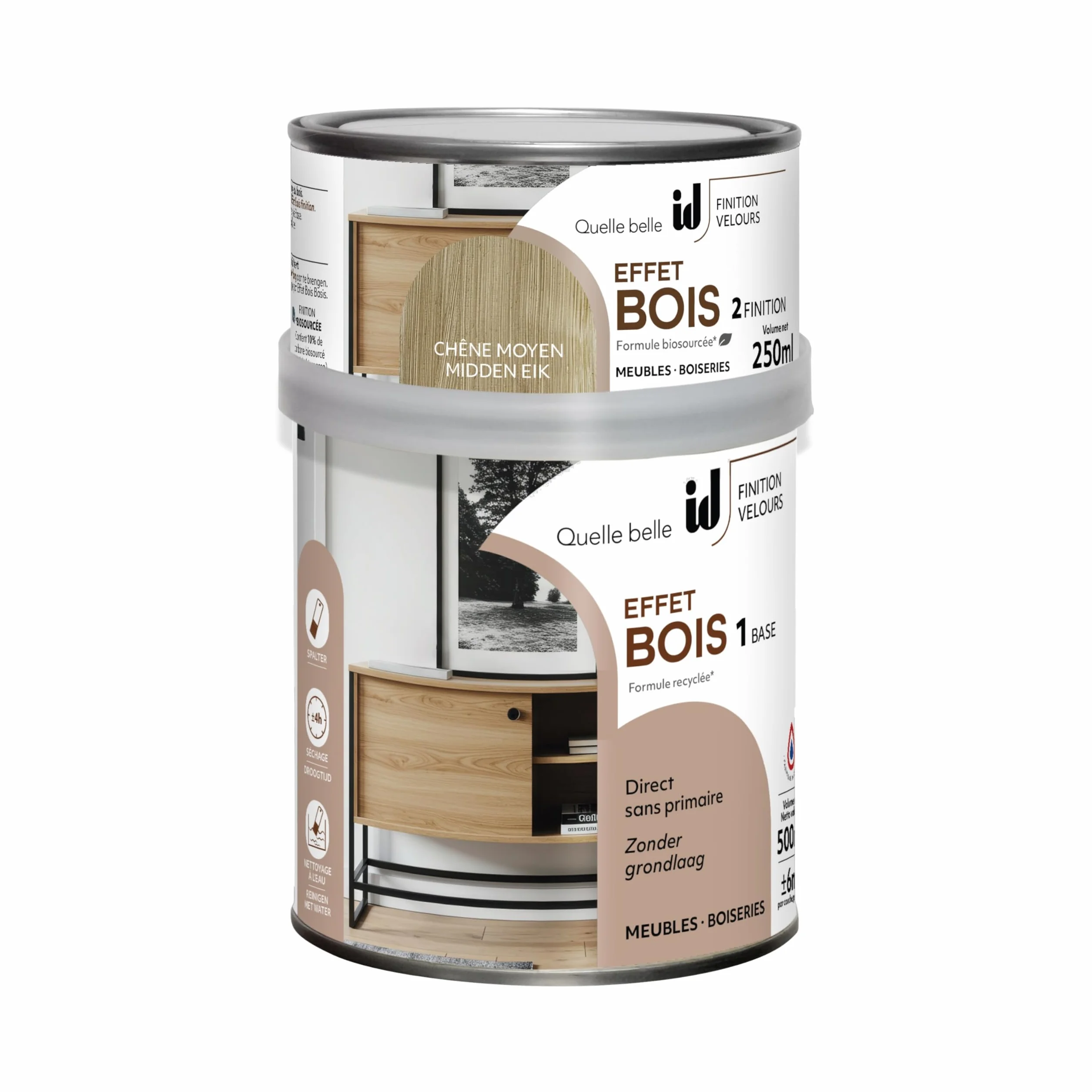 Kit Peinture Effet Bois Chêne Moyen pour Meubles