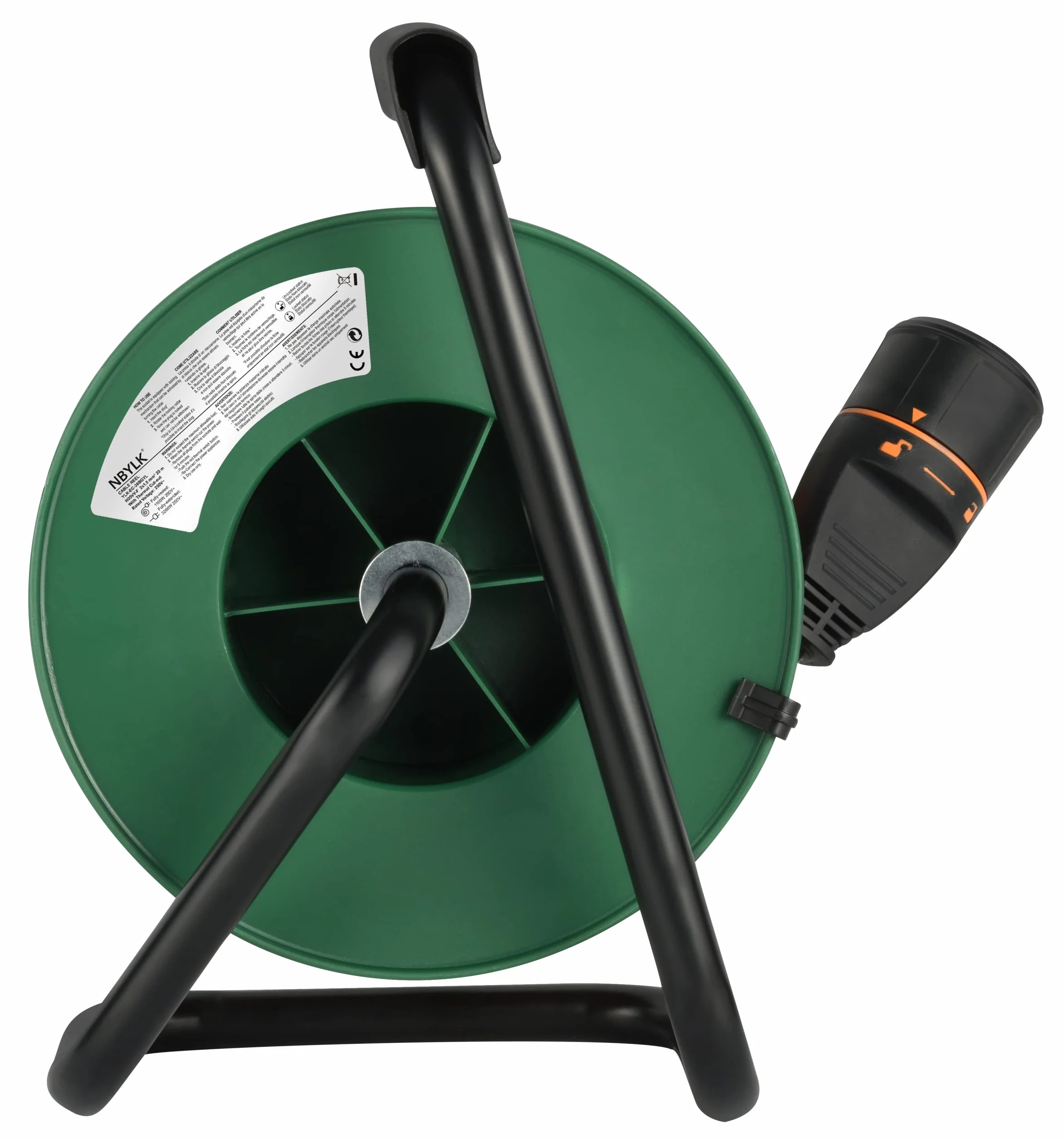 Electraline Rallonge Prolongateur Jardin avec Enrouleur 20 M 2 x 1.5 mm Prise Européenne Electralock Noir Orange