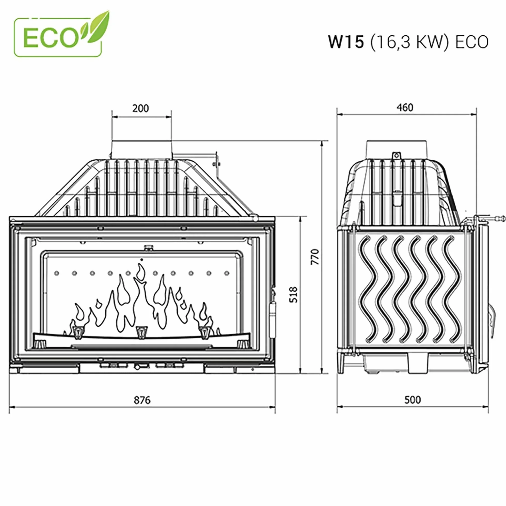 Insert en fonte pour cheminée à bois W15 16,3 kW ECO
